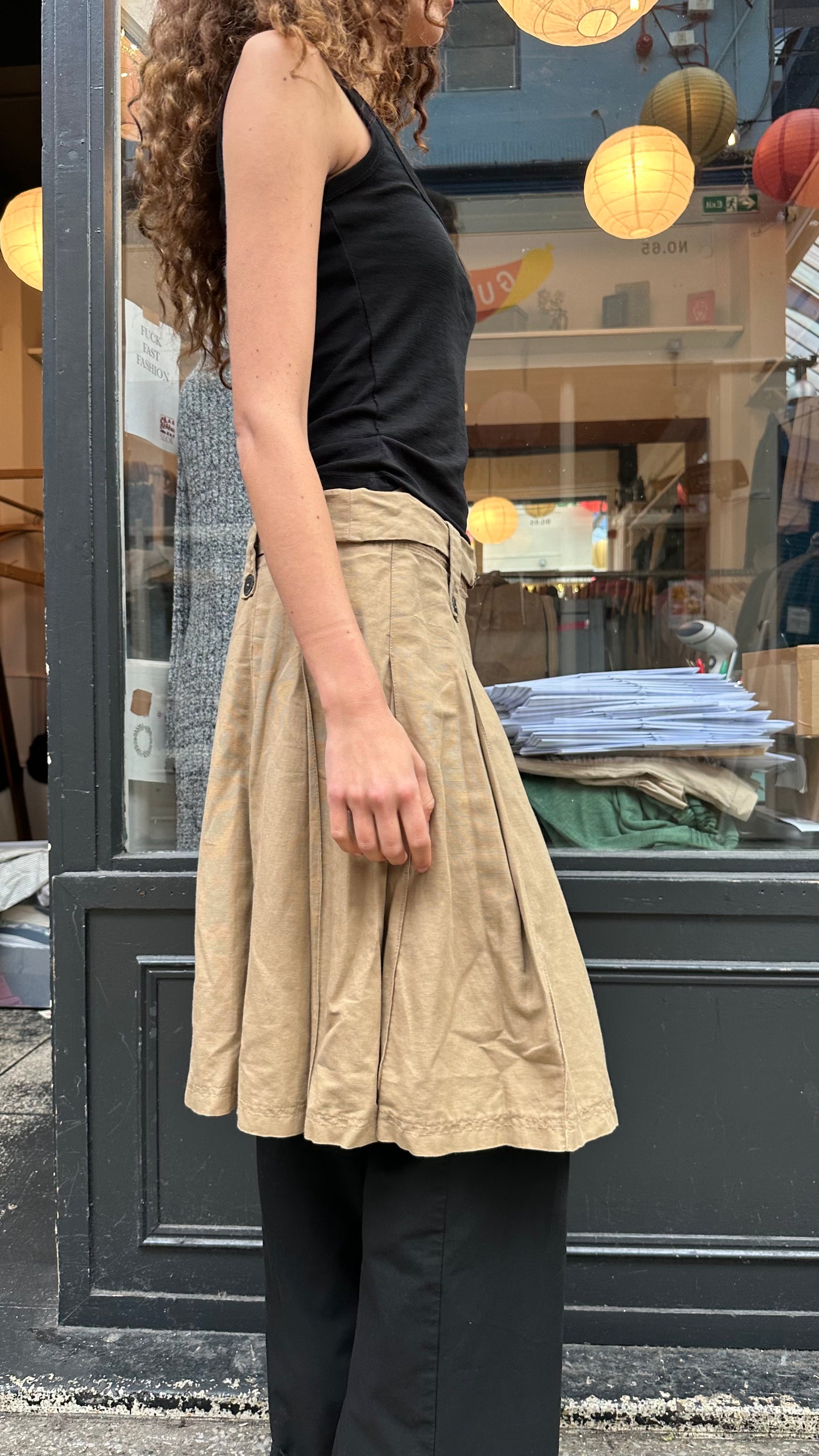 Folded waist midi skirt