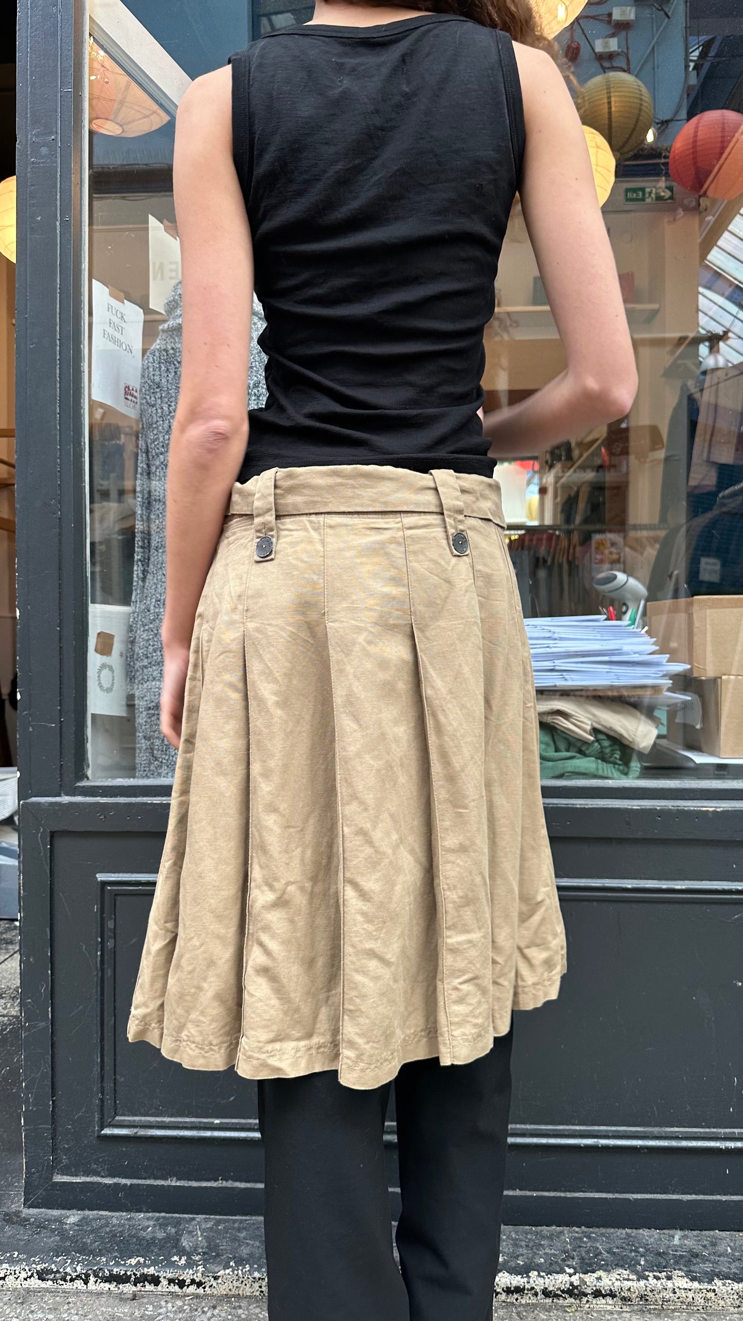 Folded waist midi skirt