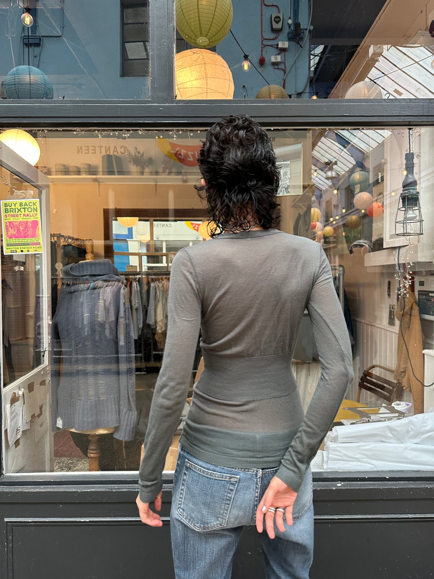 Khaki fine knit cardigan