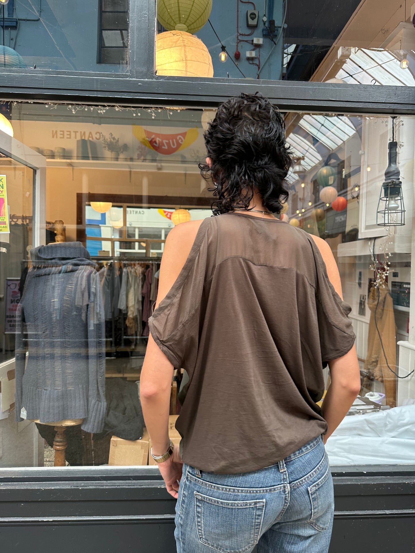 Khaki off shoulder top