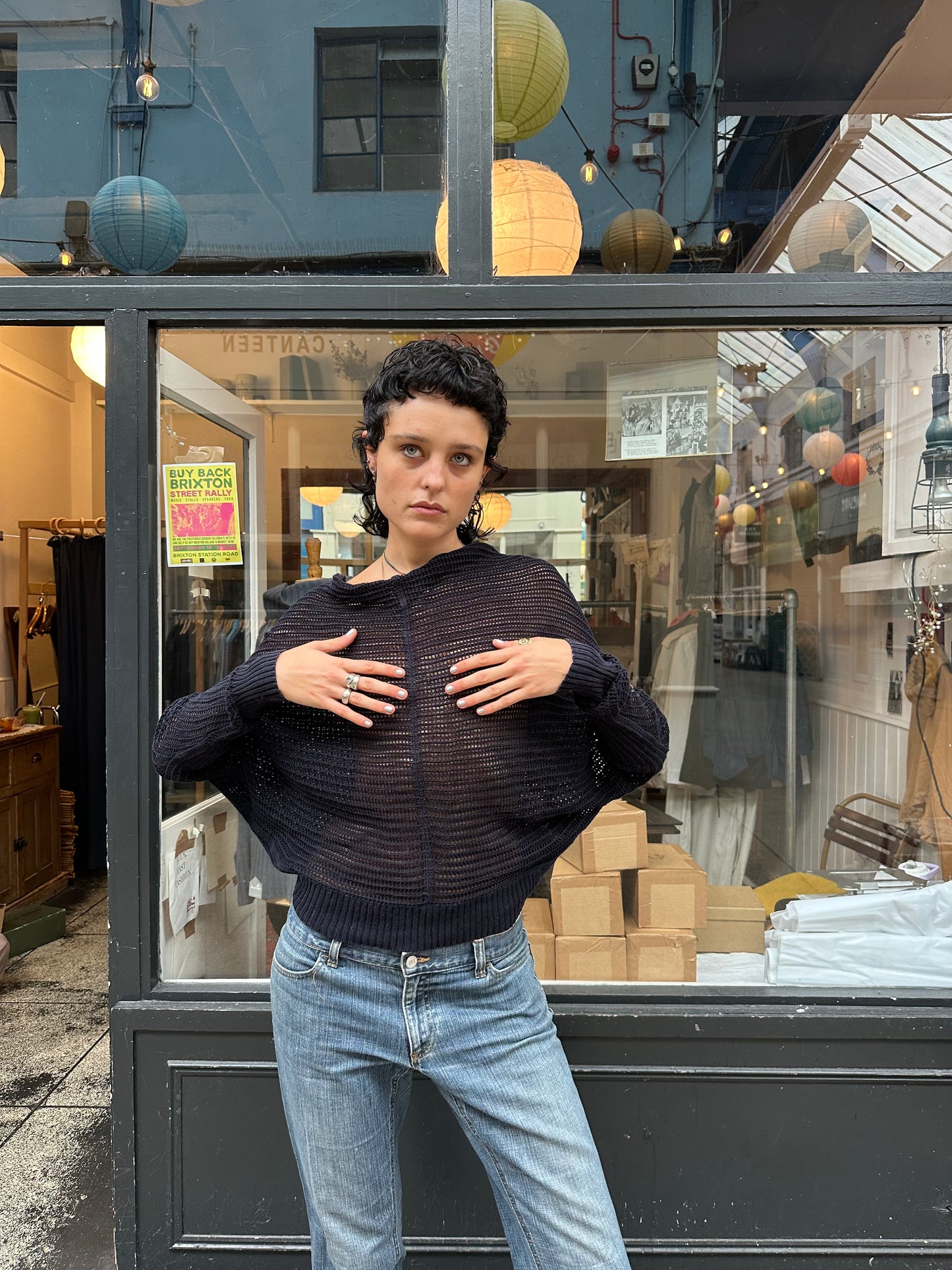 All Saints navy knit jumper