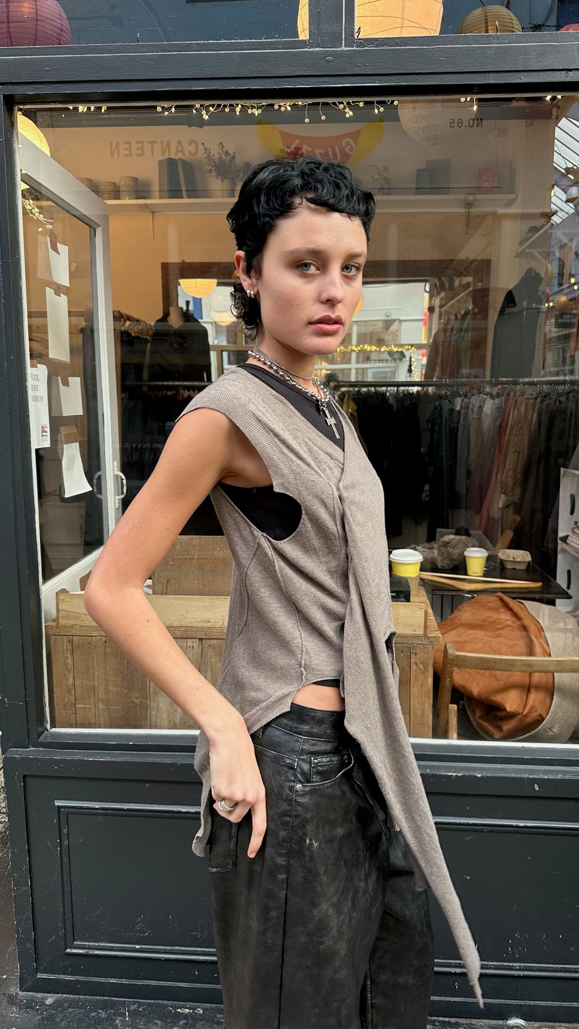asymmetric popper tank top