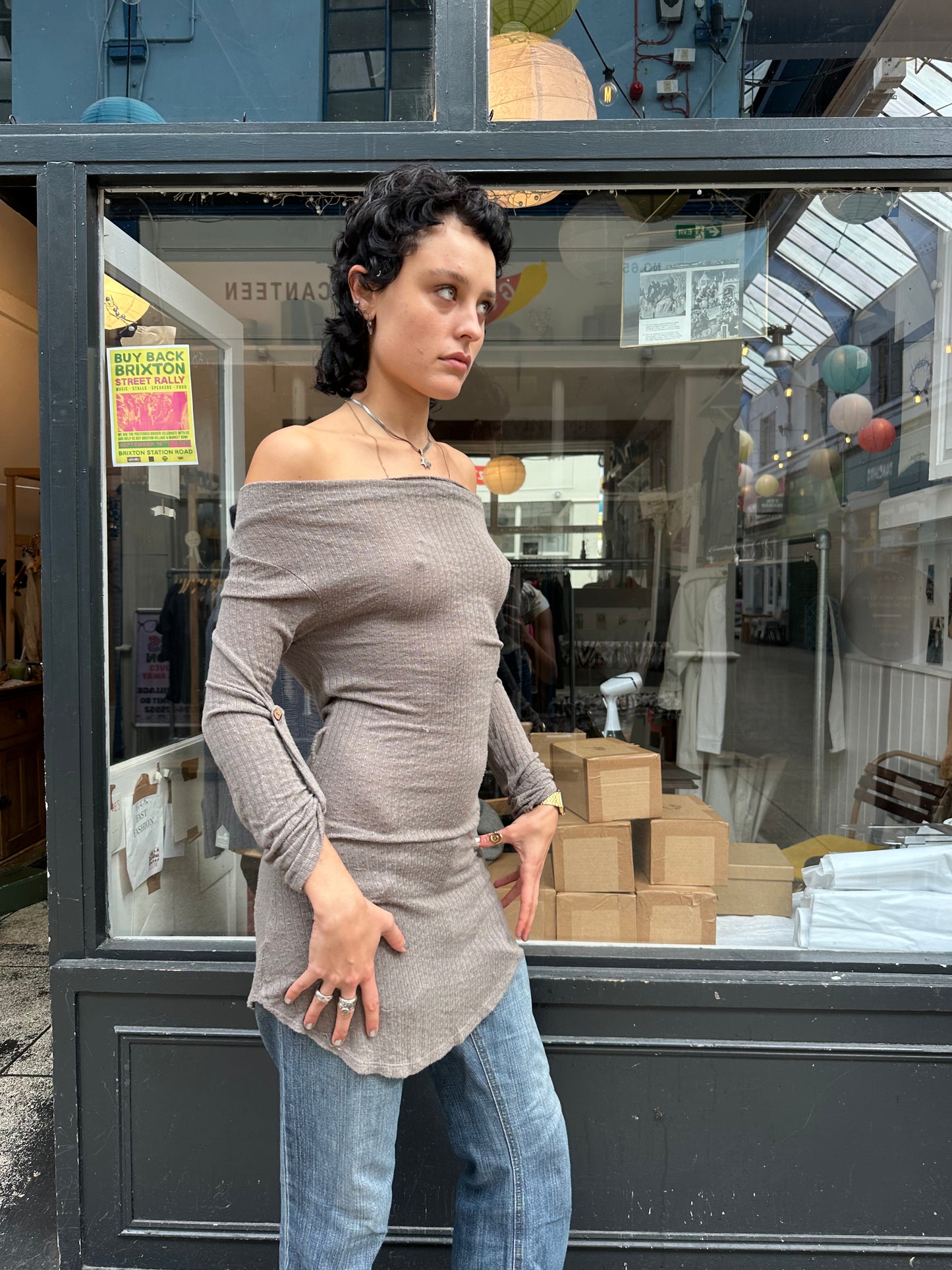 Grey cowl neck dress