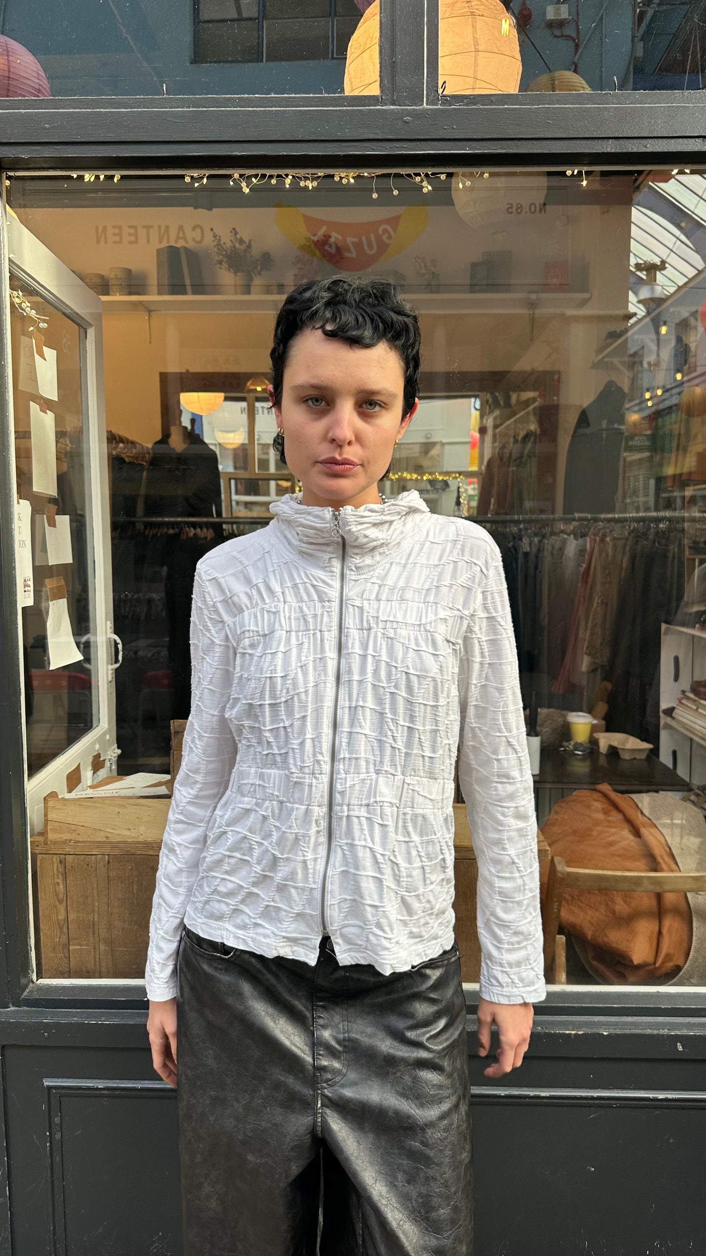 White textured jacket