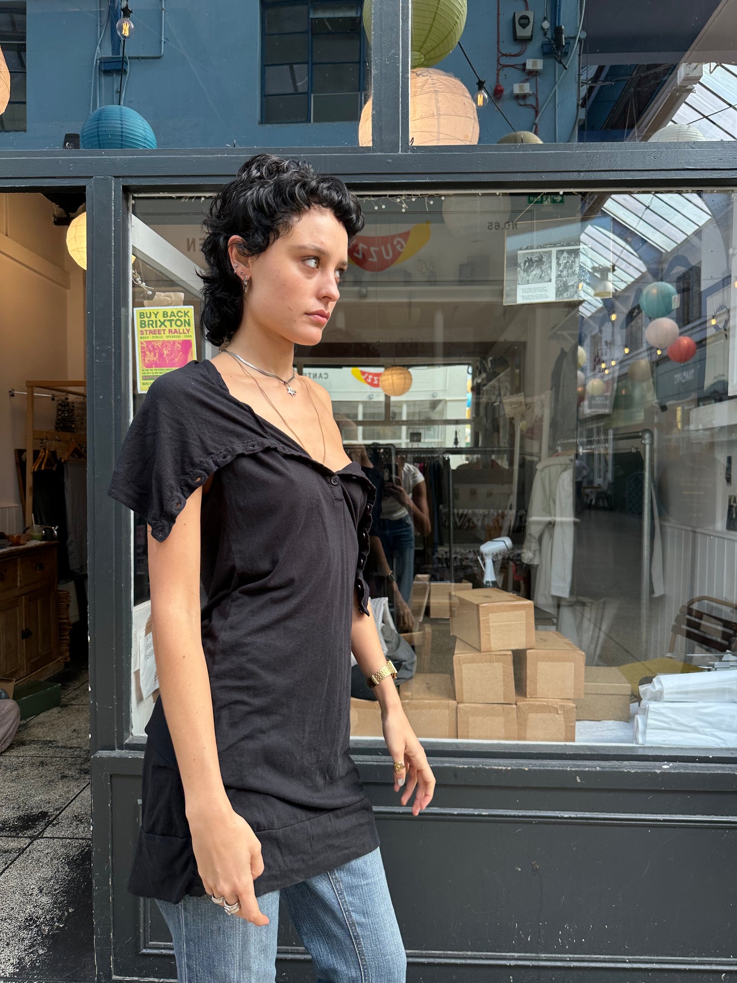 Bench black button up dress