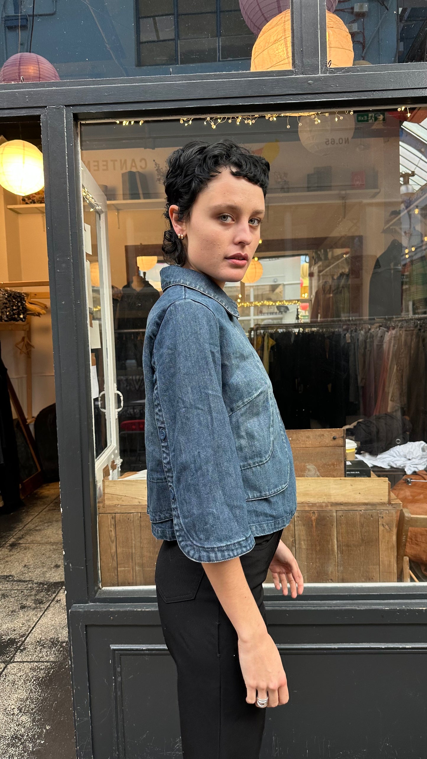 Denim pea coat