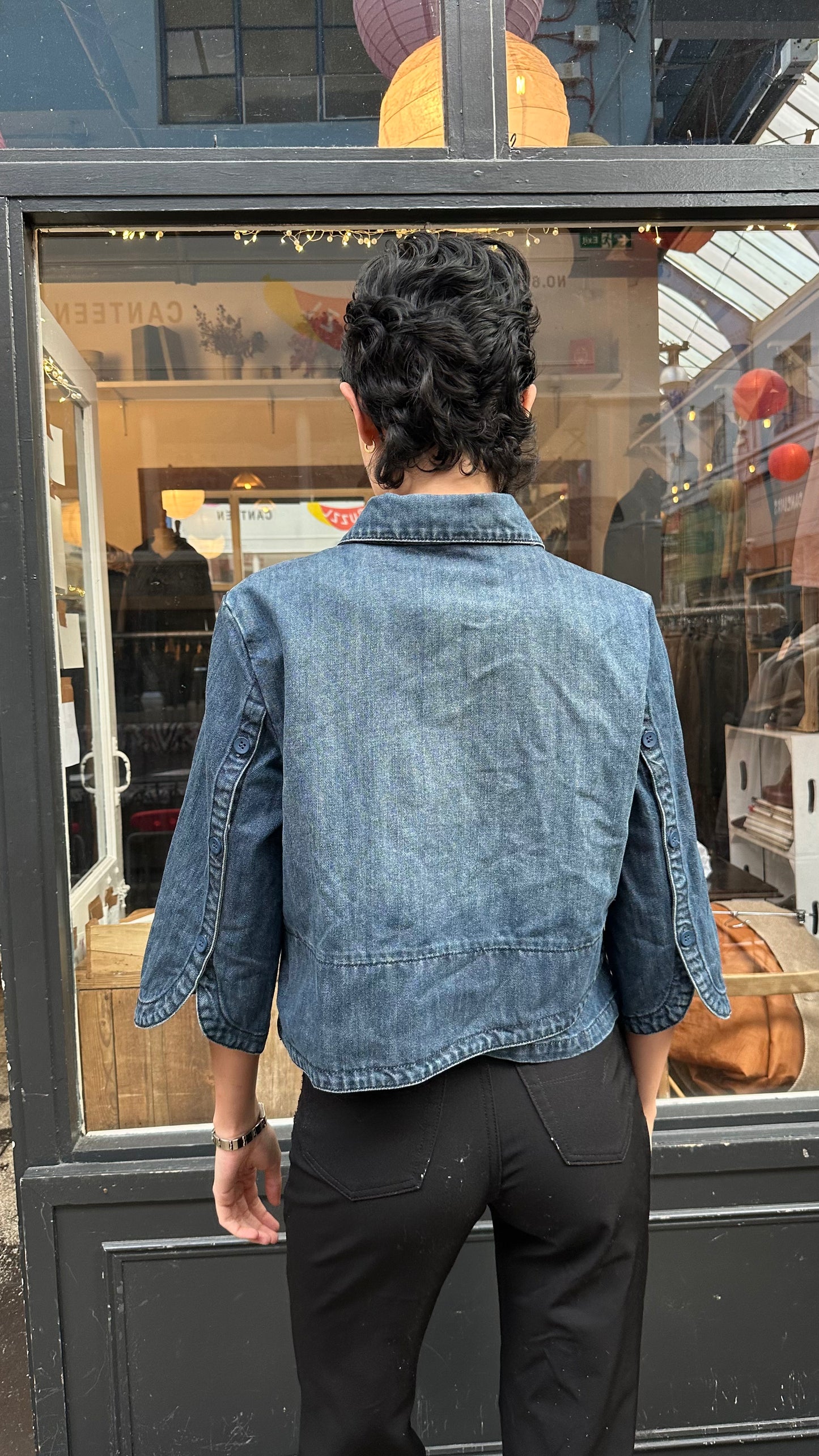 Denim pea coat