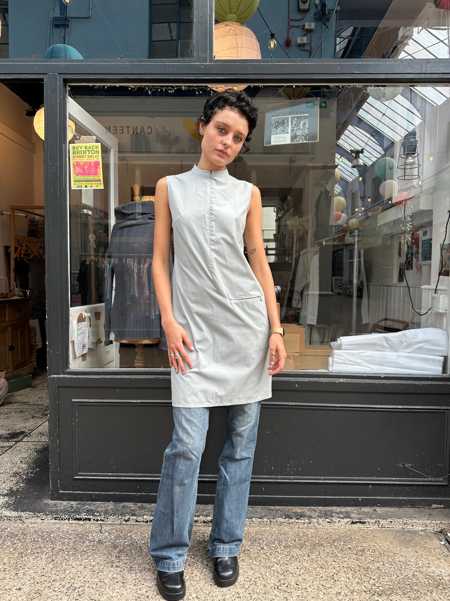 Grey shift dress