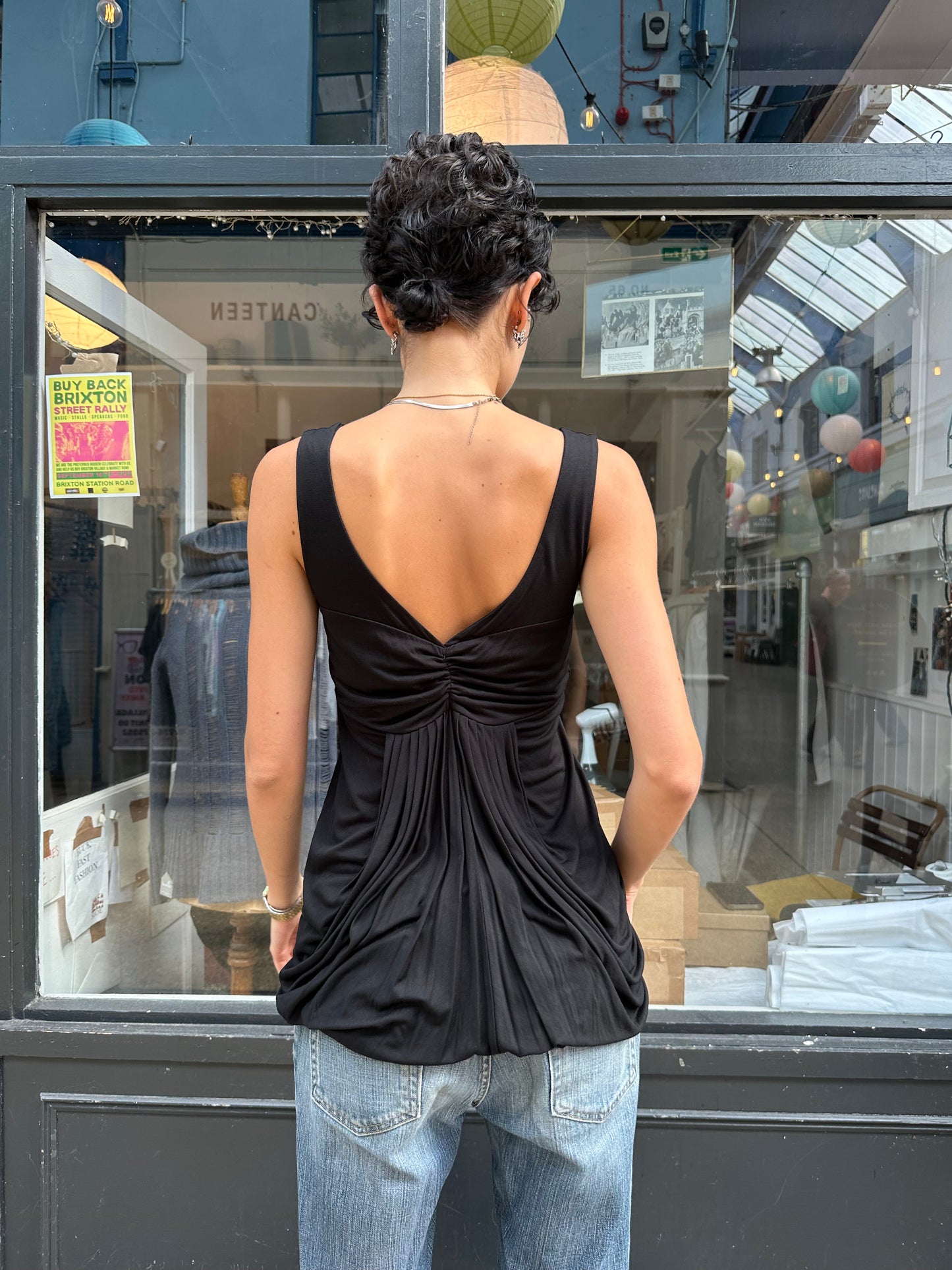 Black tunic dress with buttons