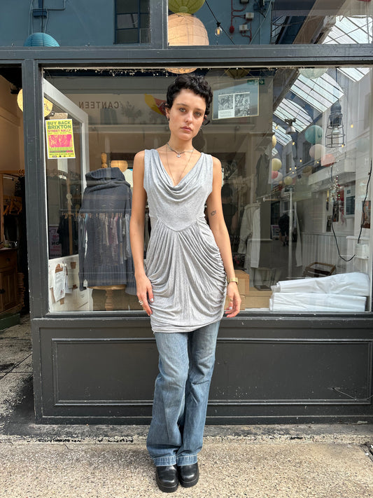 Grey cowl neck tunic dress