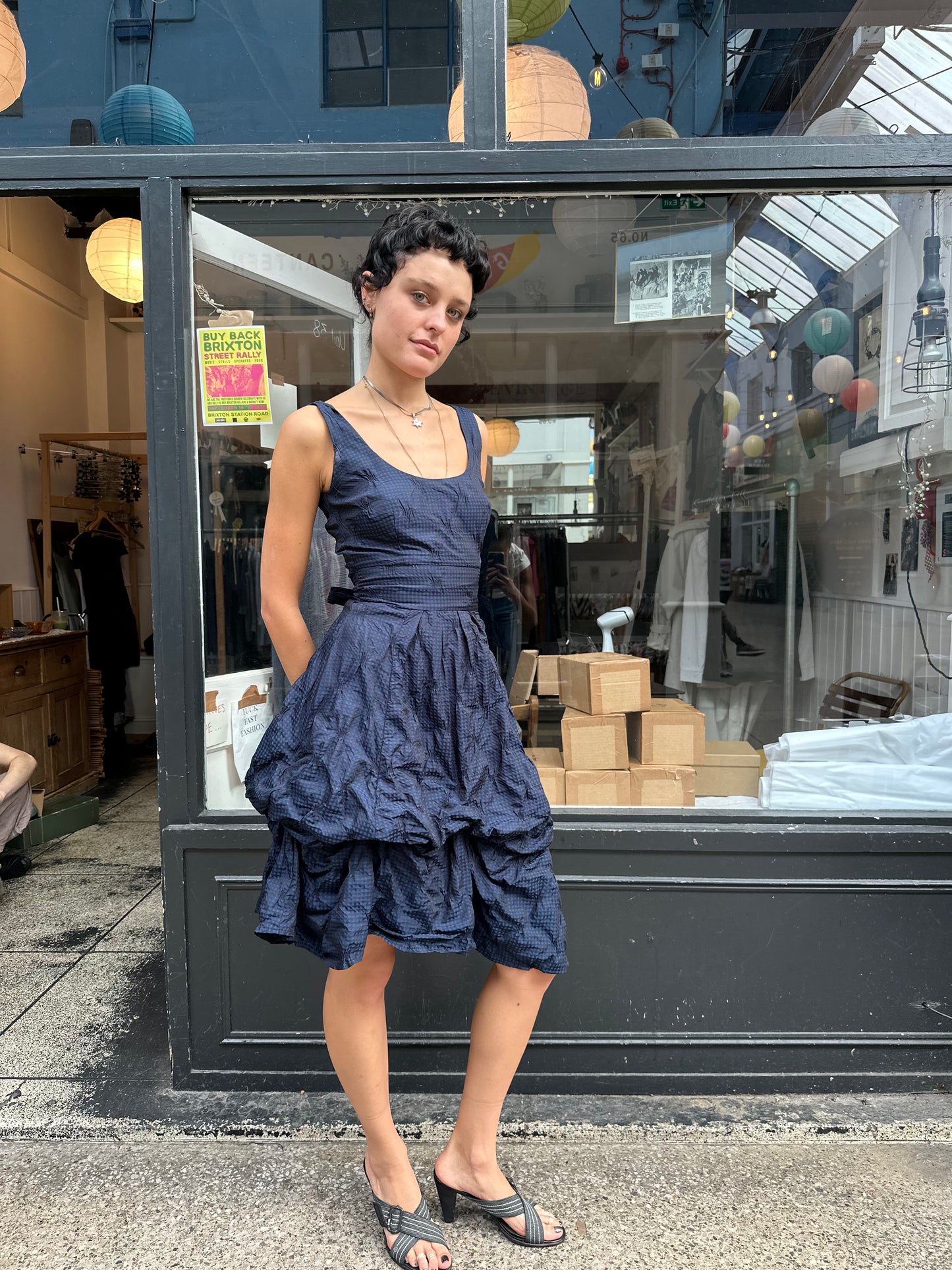 Navy checkered dress
