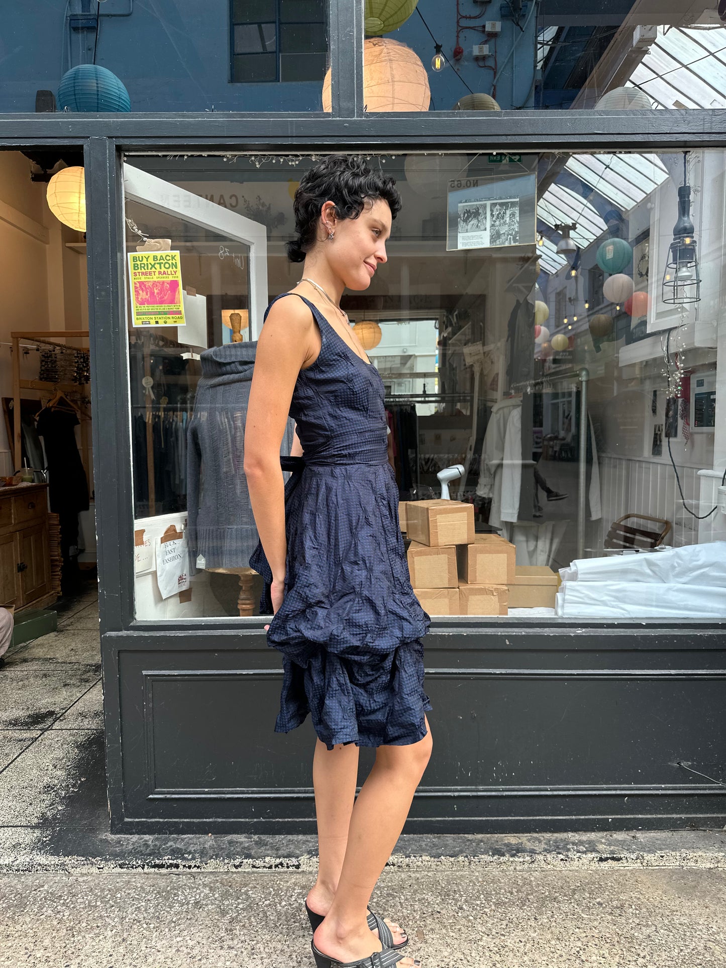 Navy checkered dress