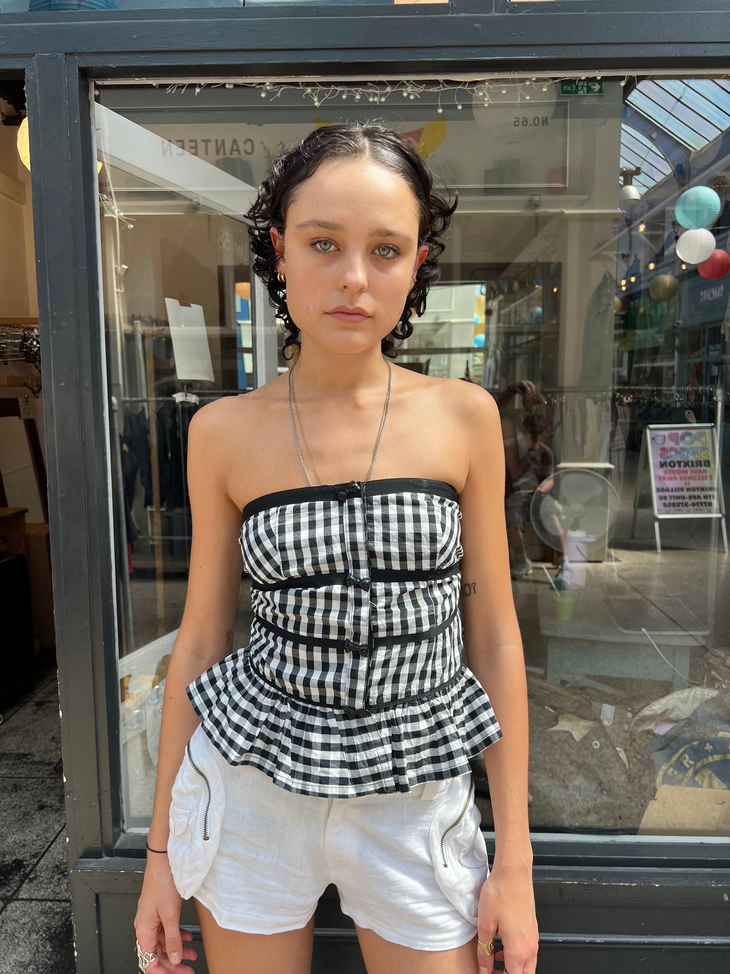 Fornarina black gingham top