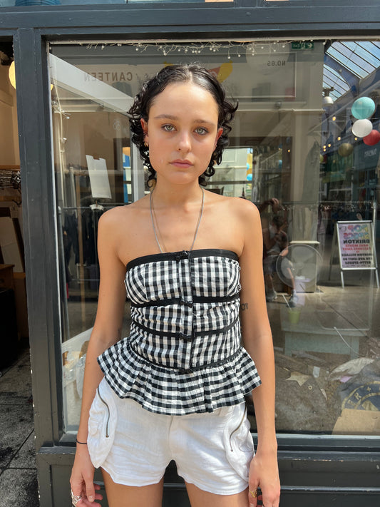 Fornarina black gingham top