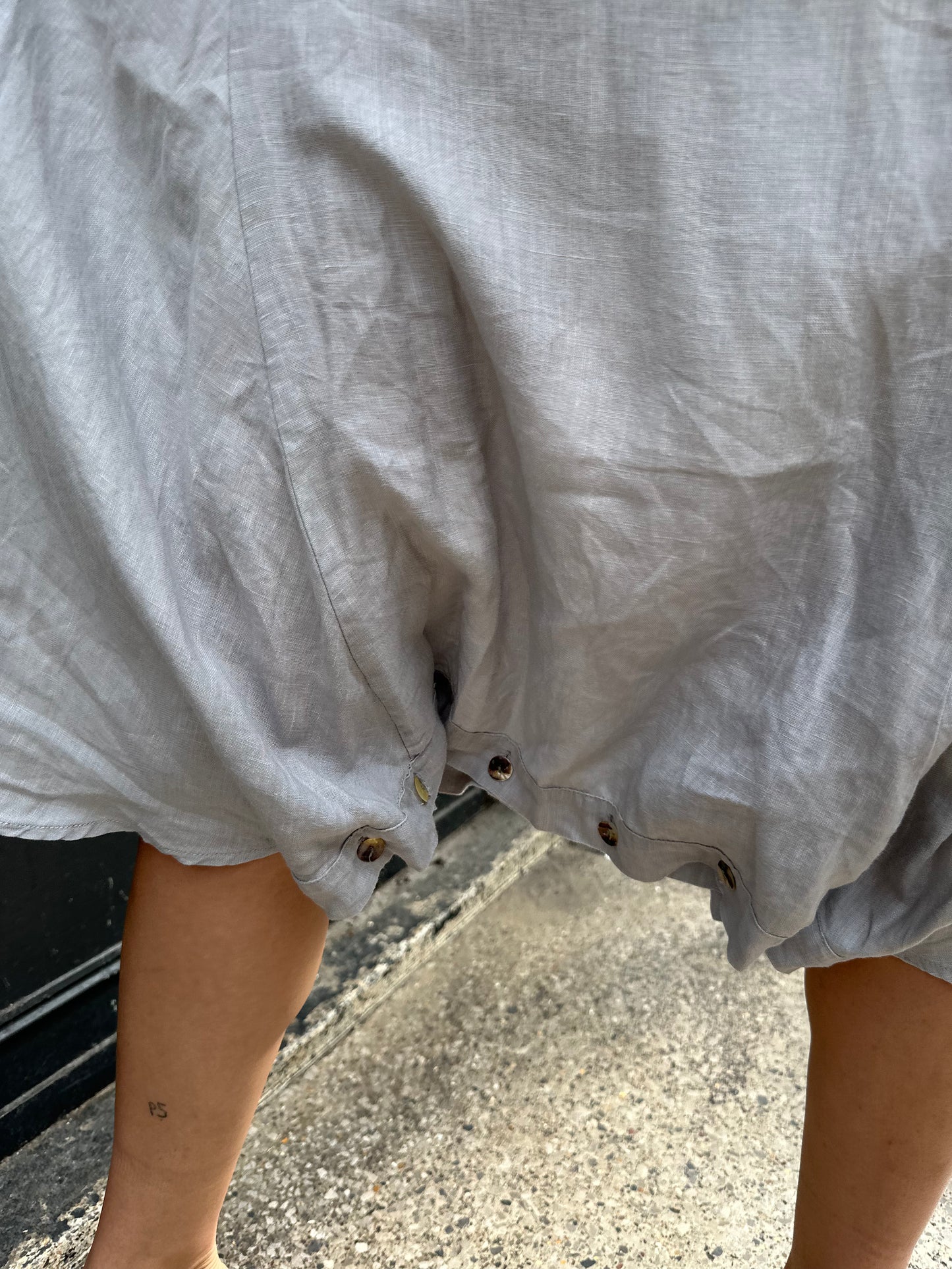 Sarah Pacini grey linen jumpsuit dress