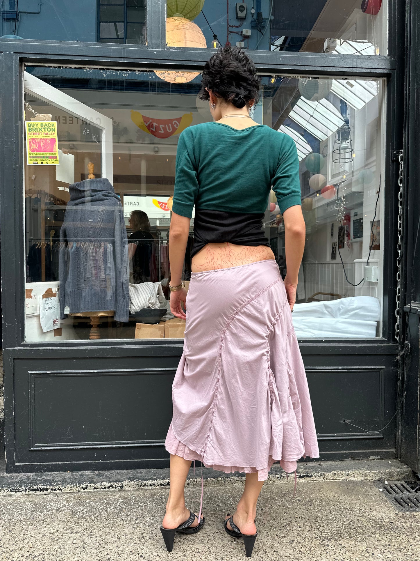 pink 100% cotton adjustable midi skirt