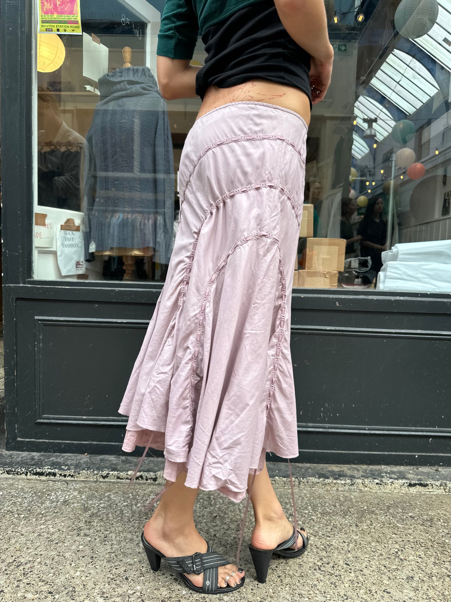 pink 100% cotton adjustable midi skirt