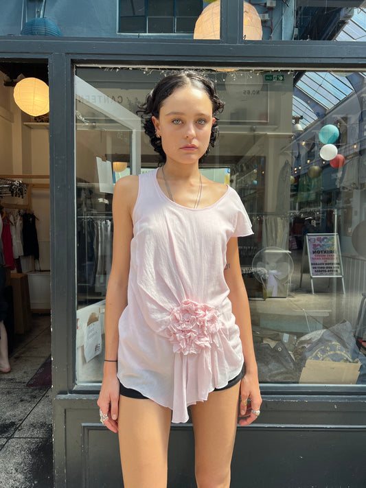 Pink ruffled tank