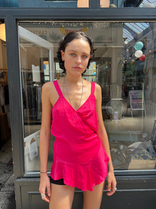Bright pink wrap top