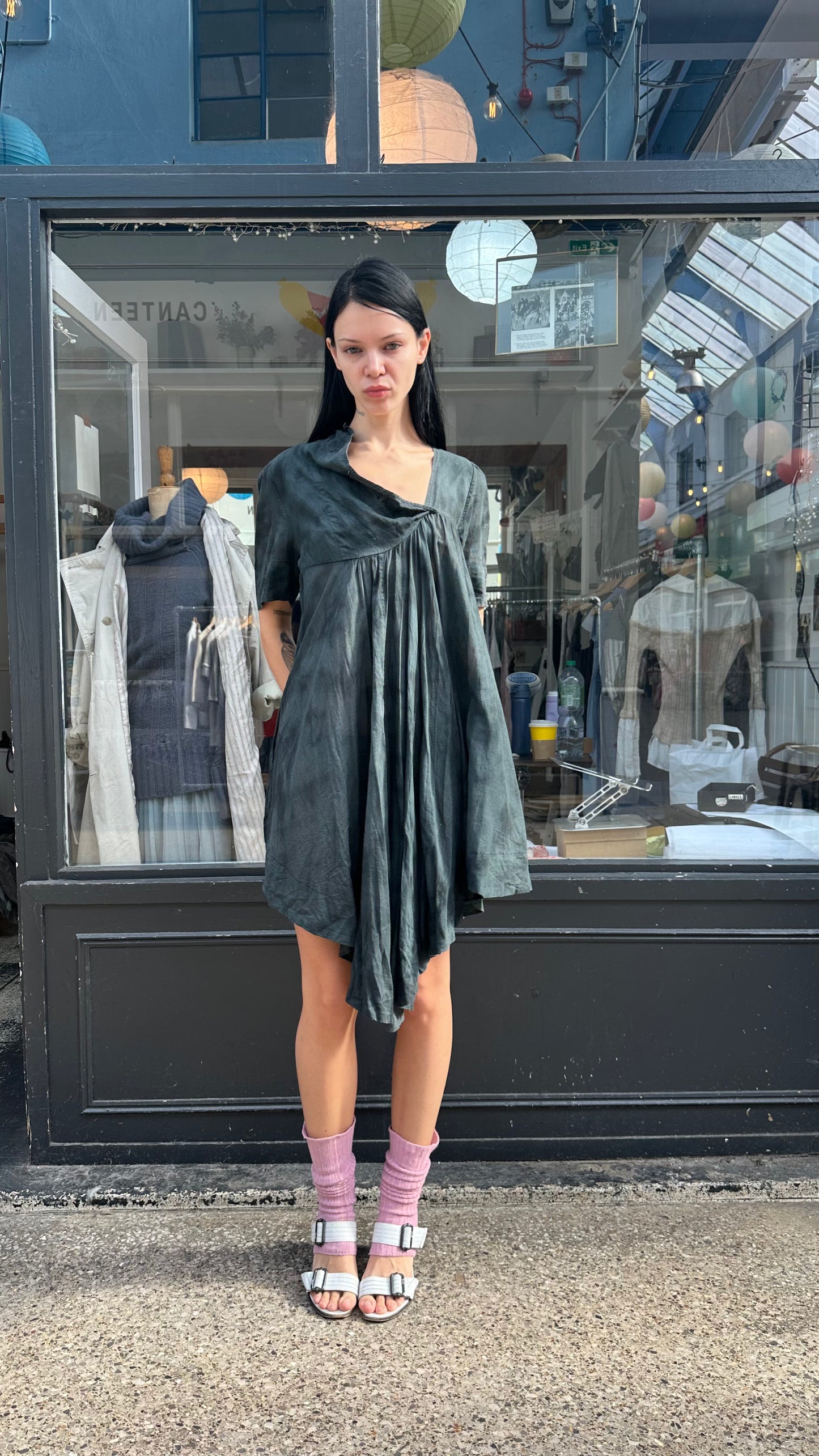 All saints black gingham mini dress