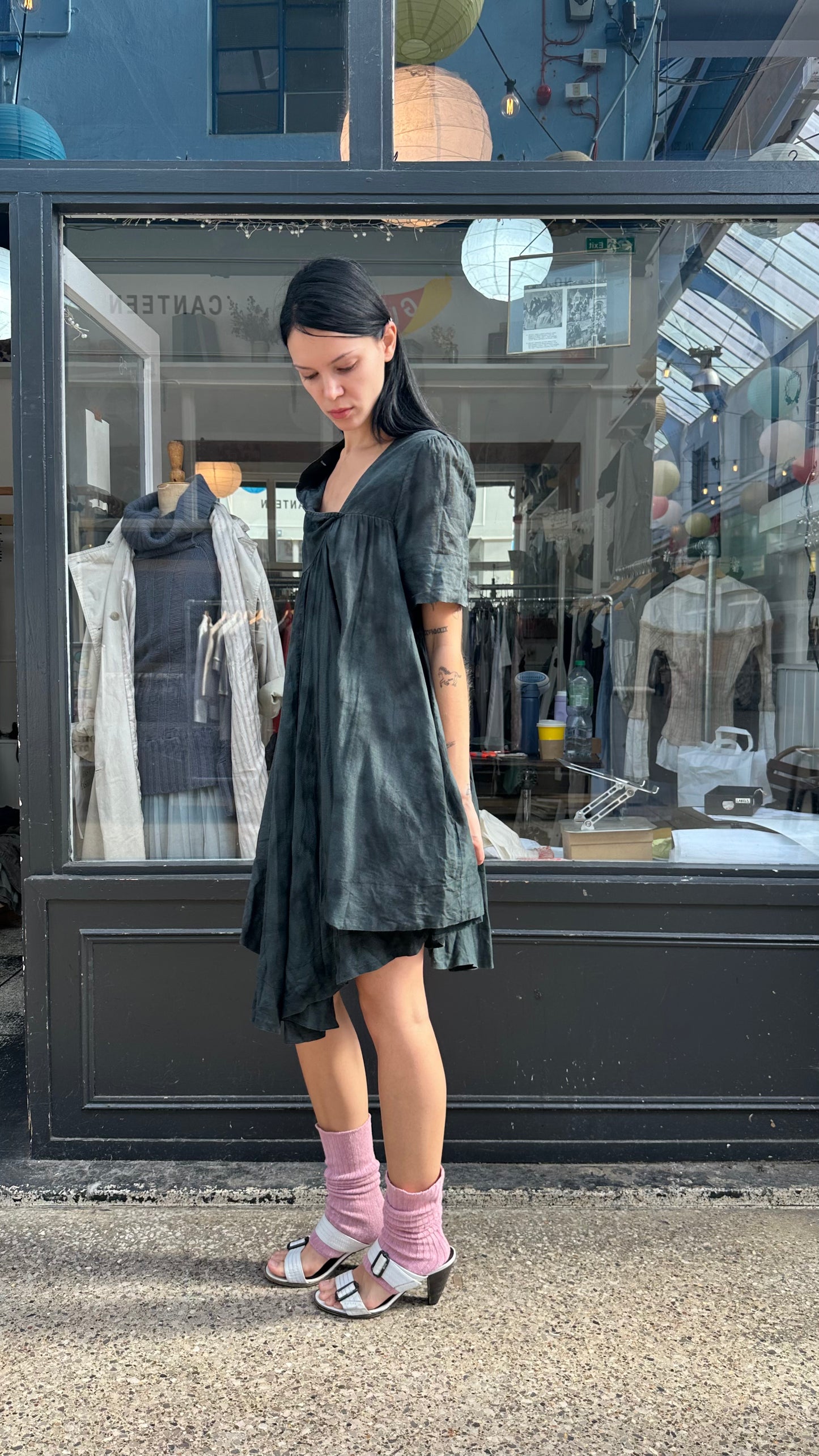 All saints black gingham mini dress