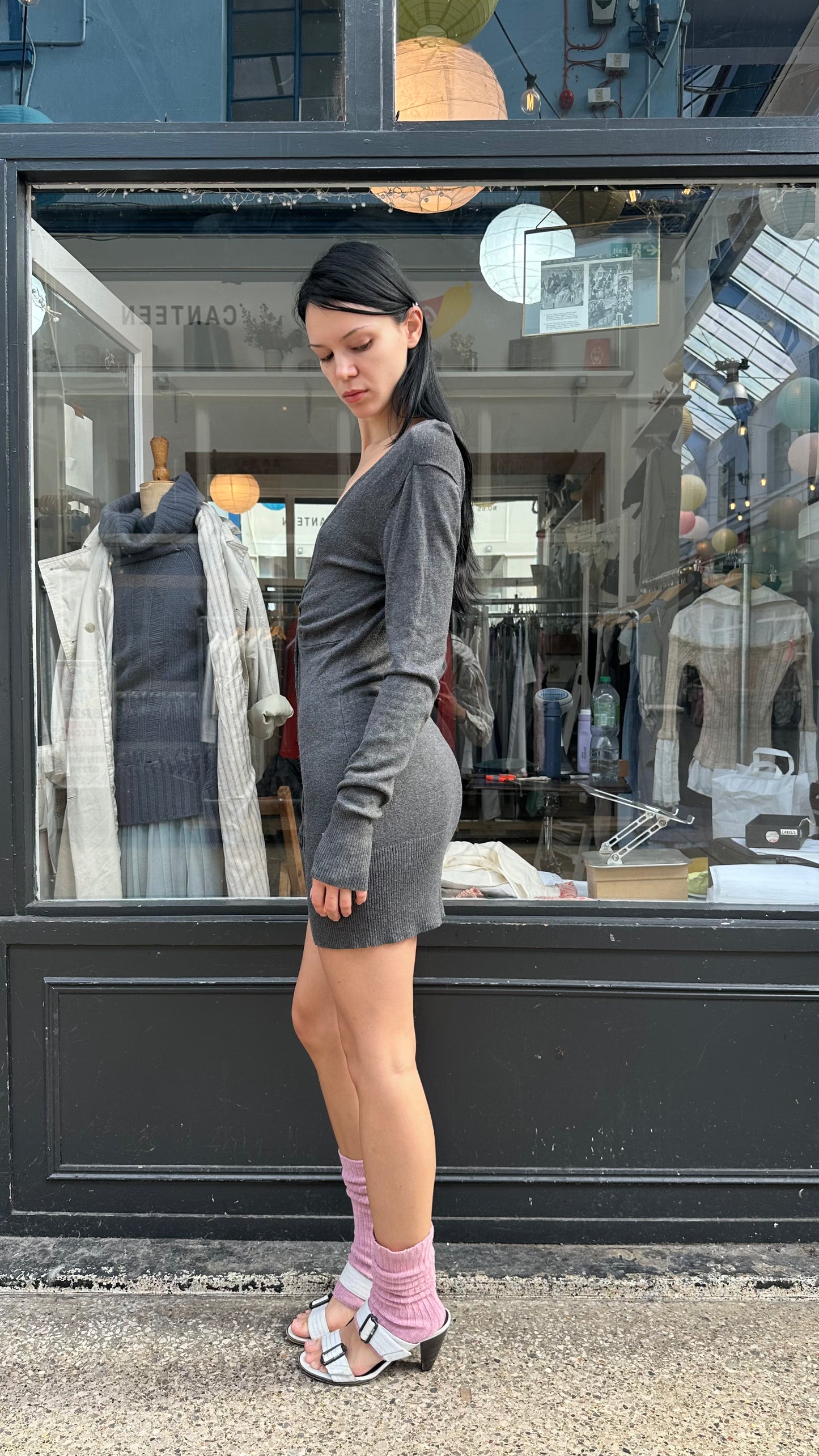 Grey long sleeve mini dress
