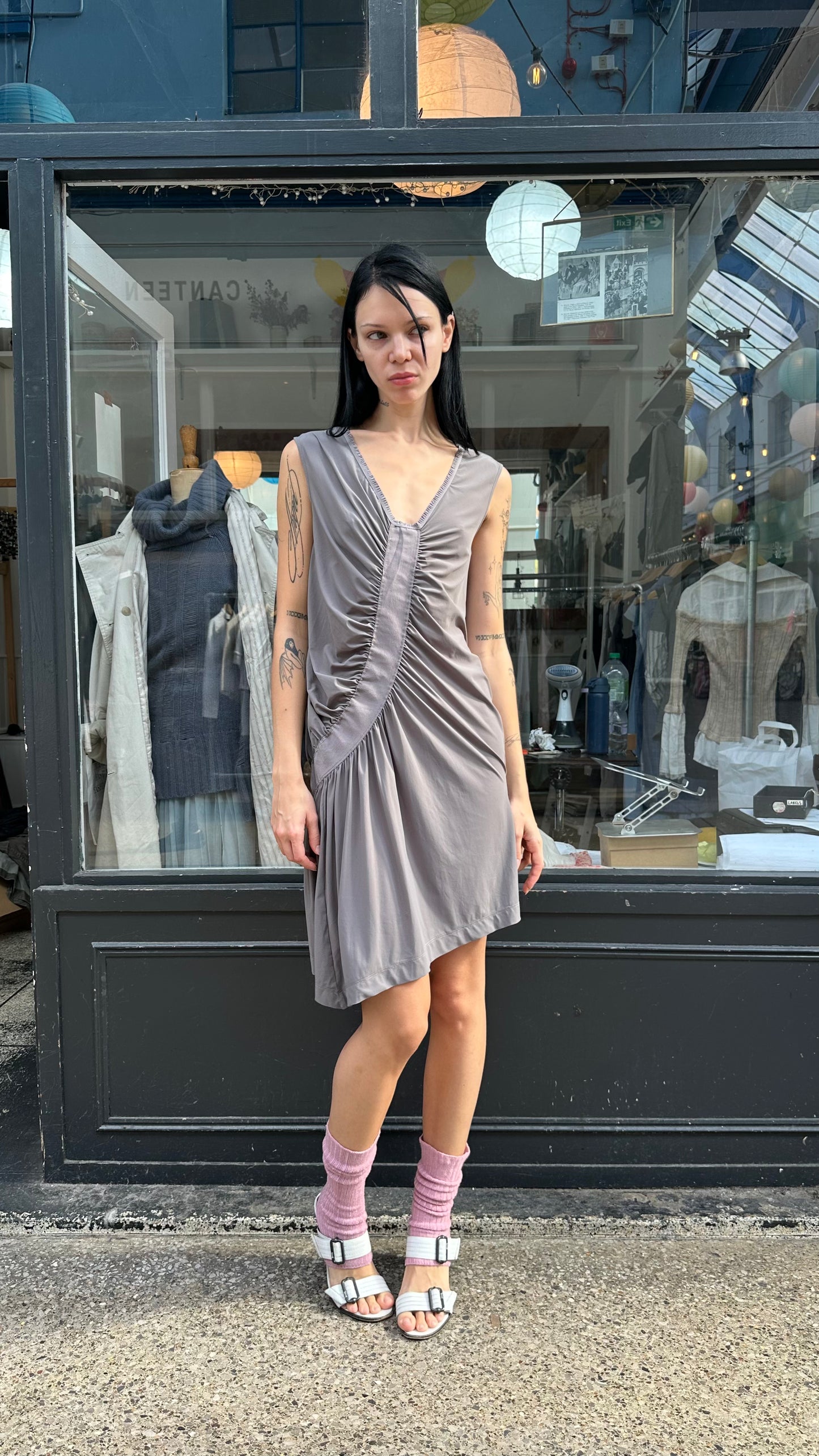 Grey drop waist dress