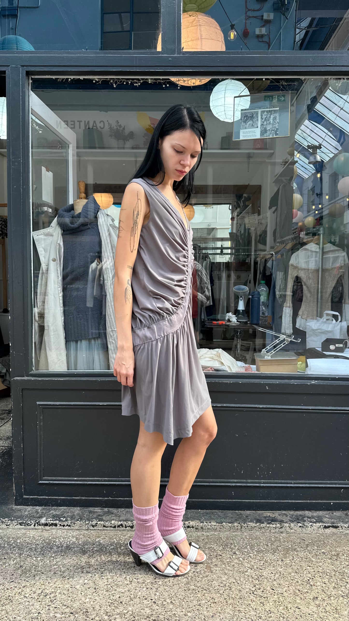 Grey drop waist dress