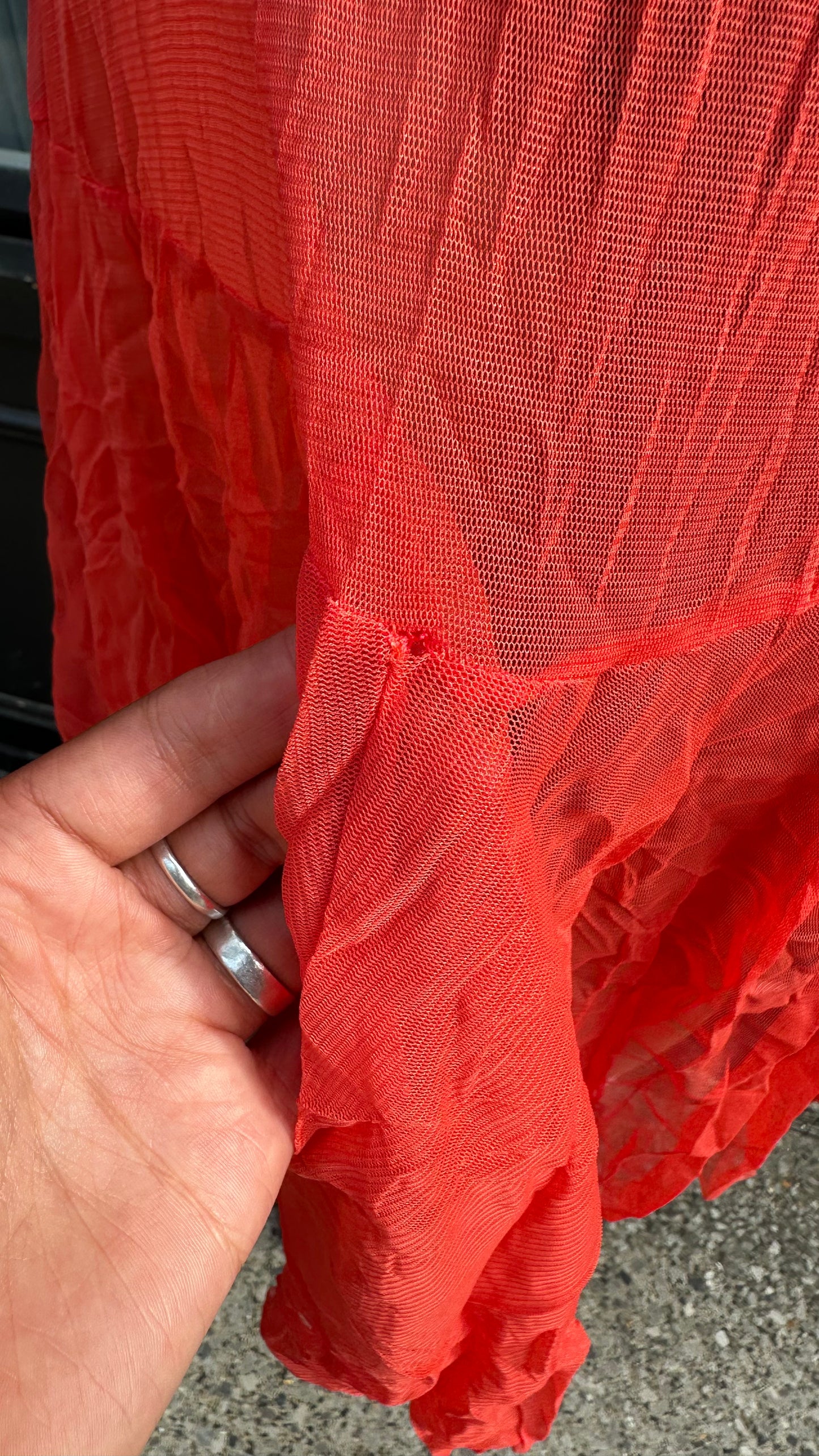 red tulle drop waist dress