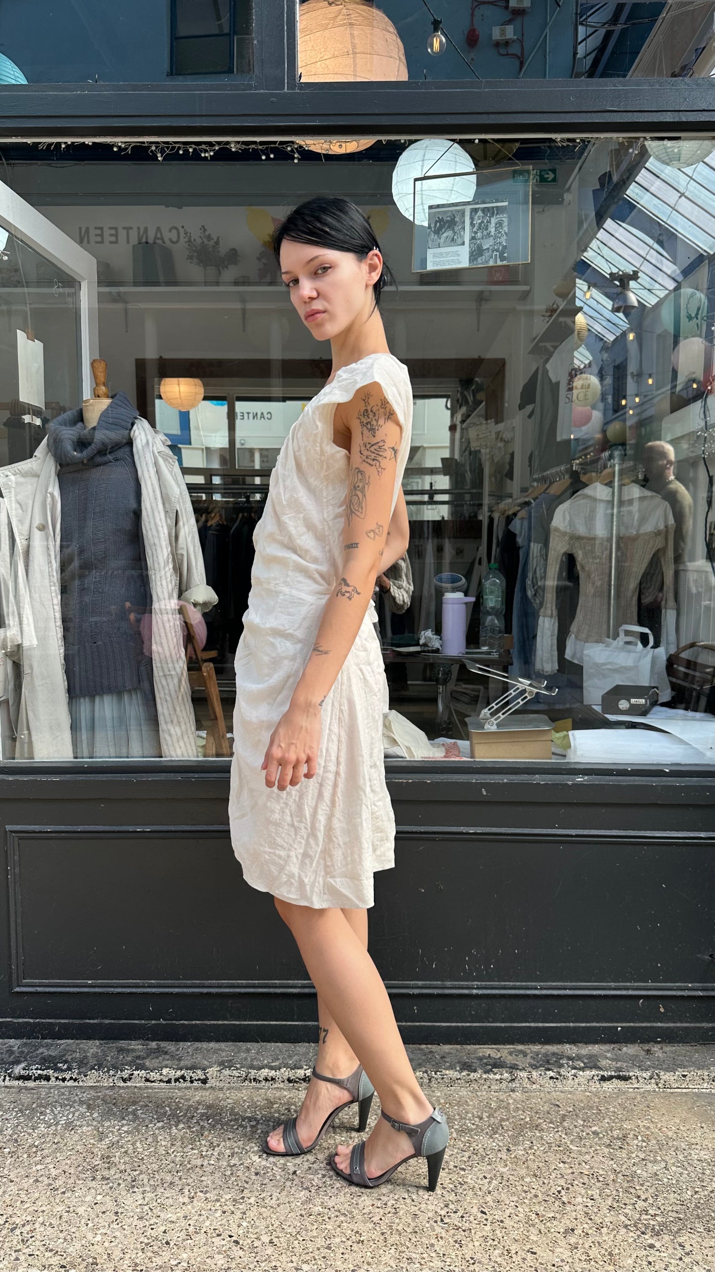 All saints cream wrap dress