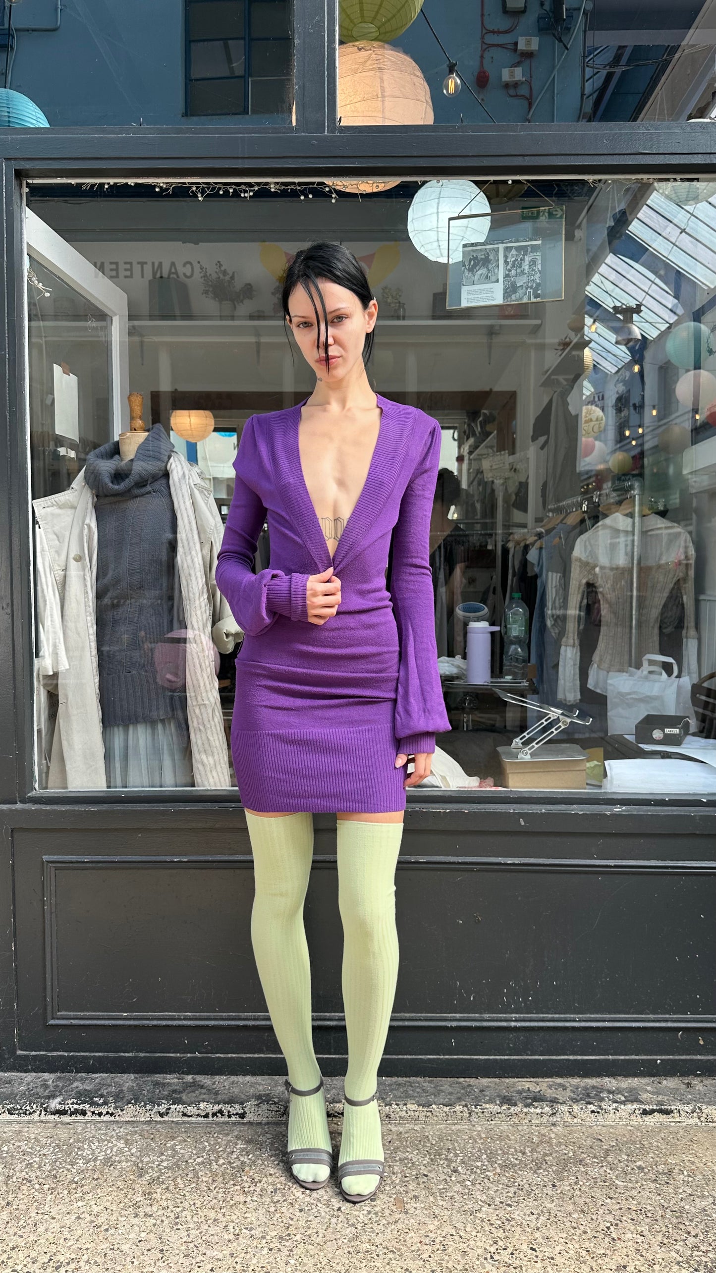 Jane norman purple knit backless jumper dress