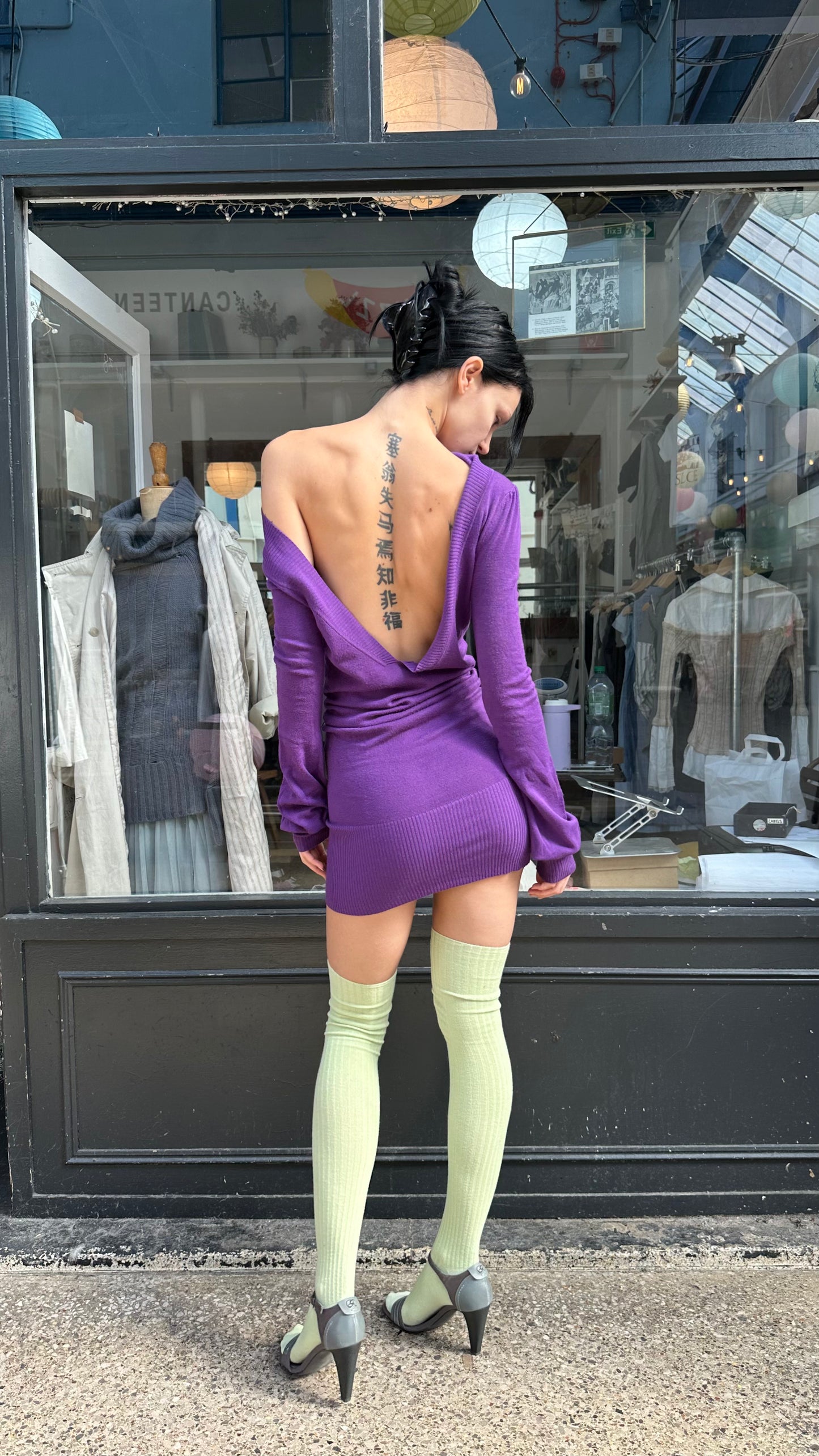 Jane norman purple knit backless jumper dress