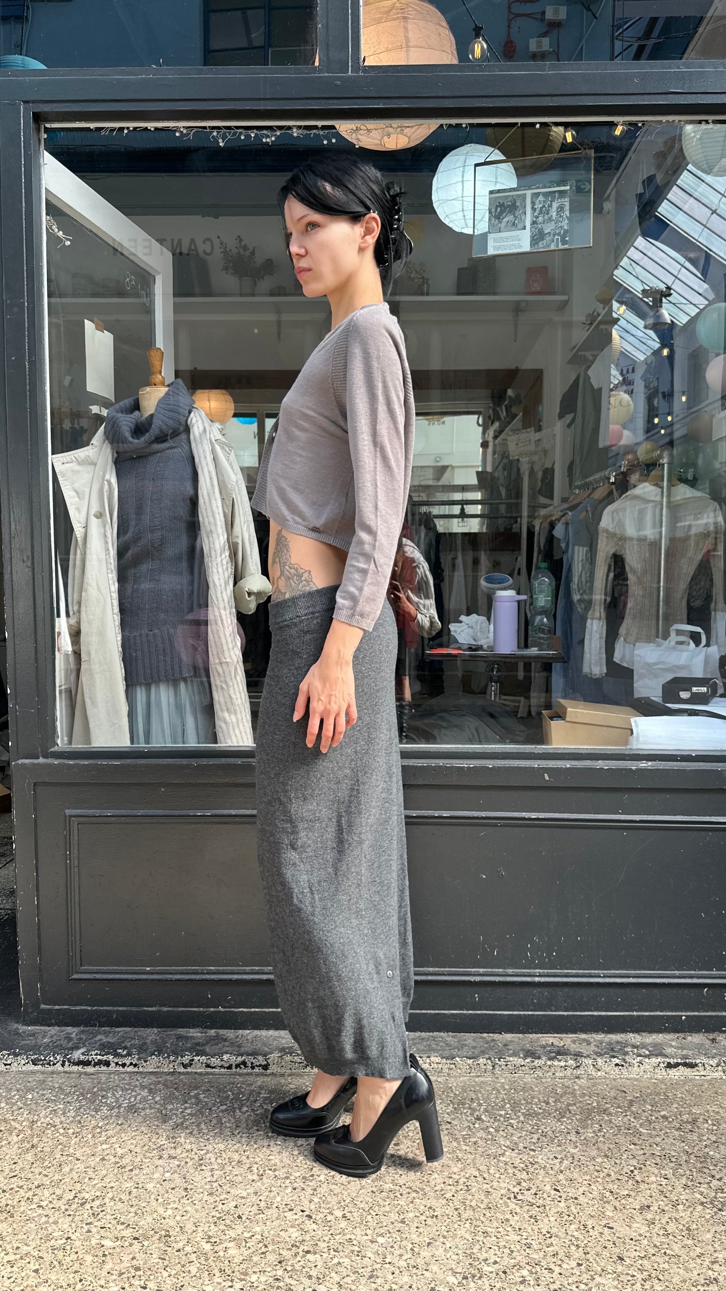 grey lambswool maix skirt