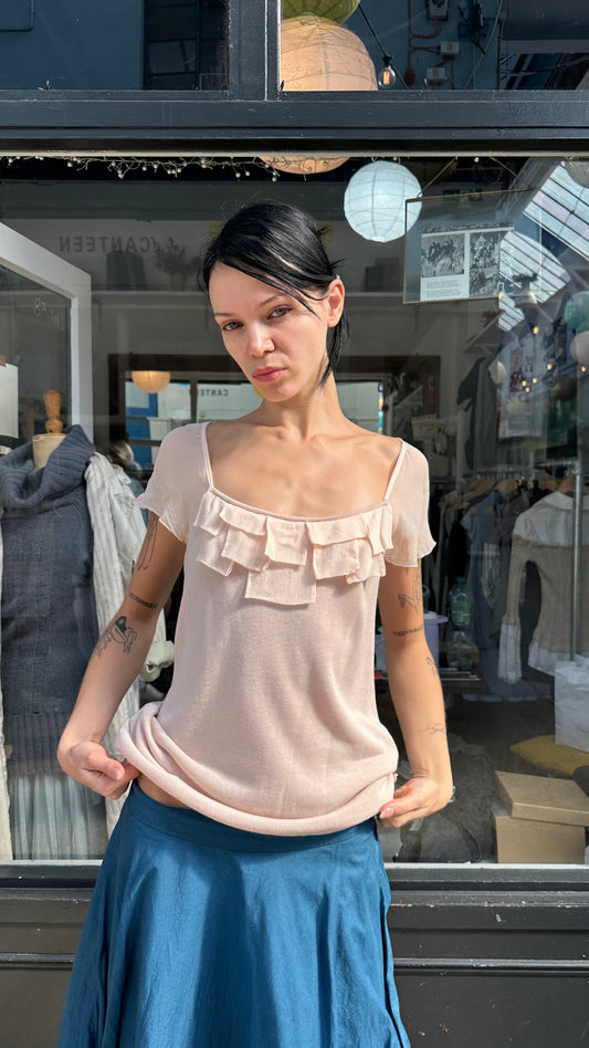 baby pink ruffle tshirt