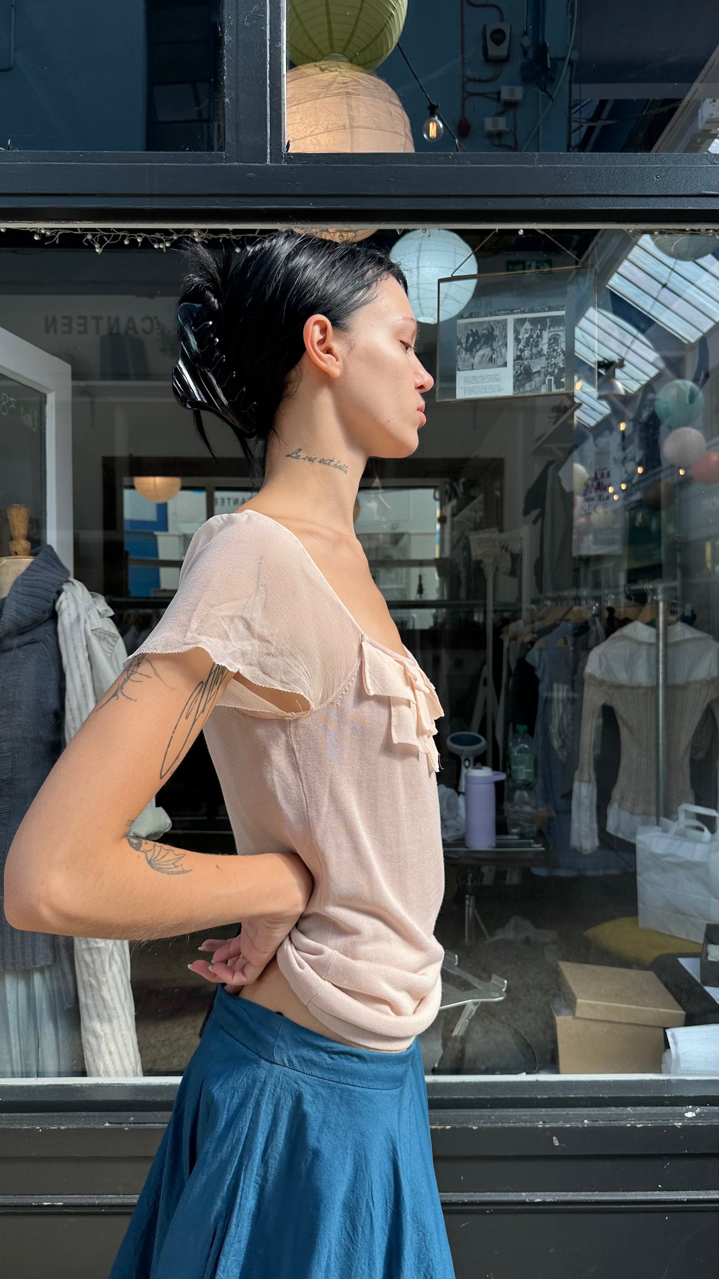 baby pink ruffle tshirt