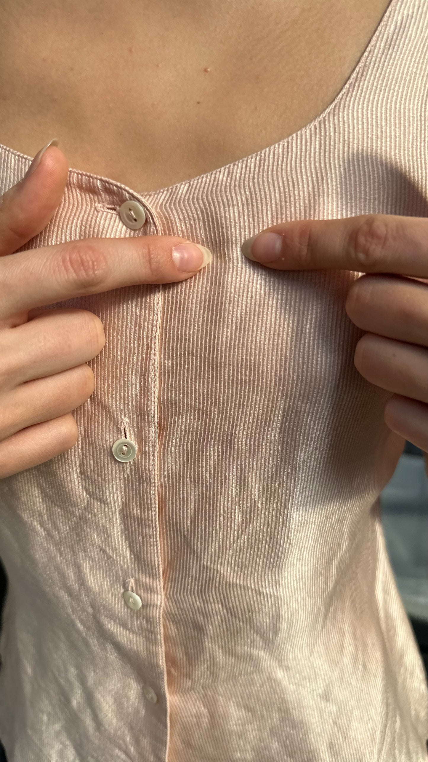 Baby pink 100% silk striped top