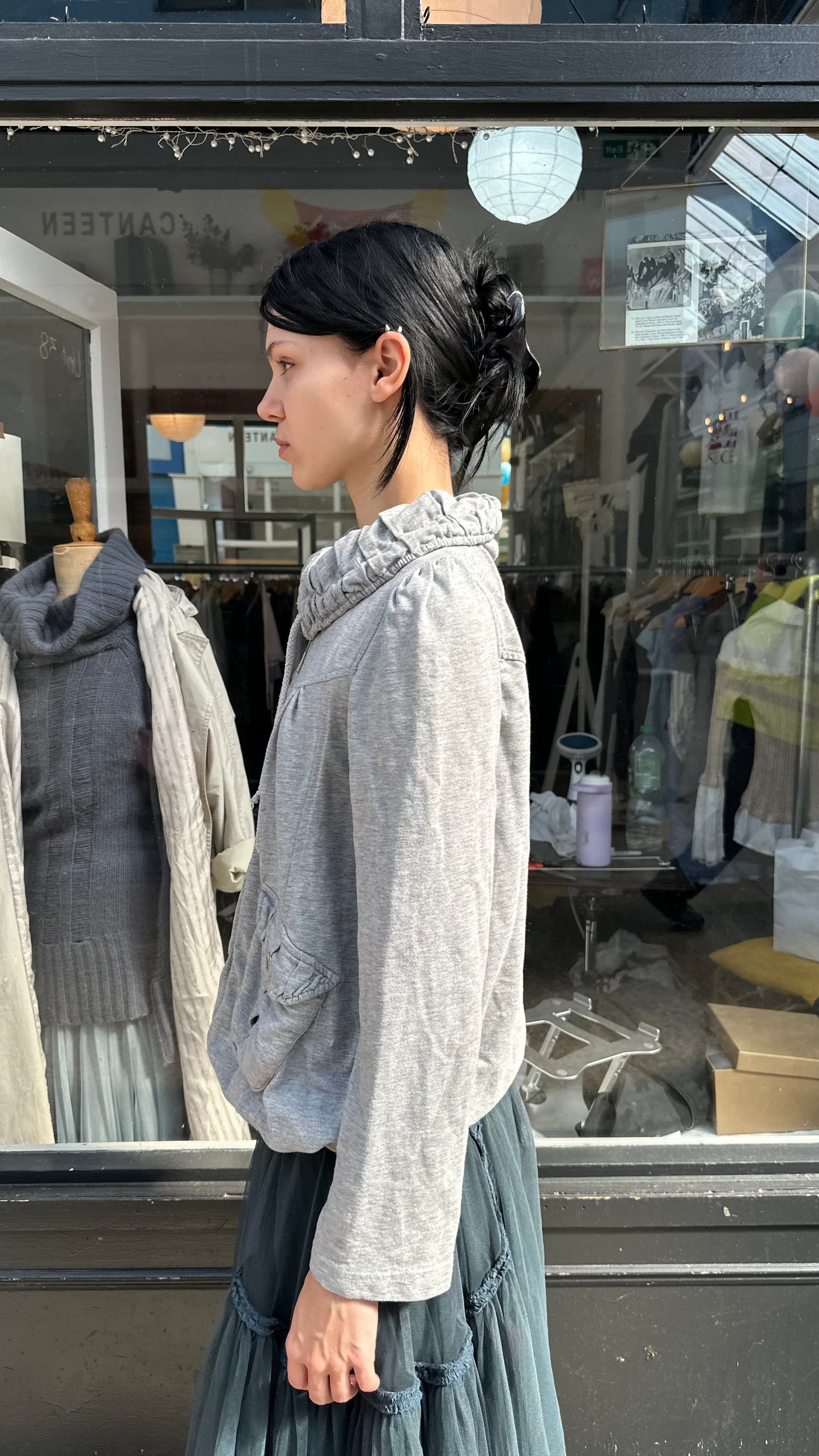 grey sweatshirt jacket