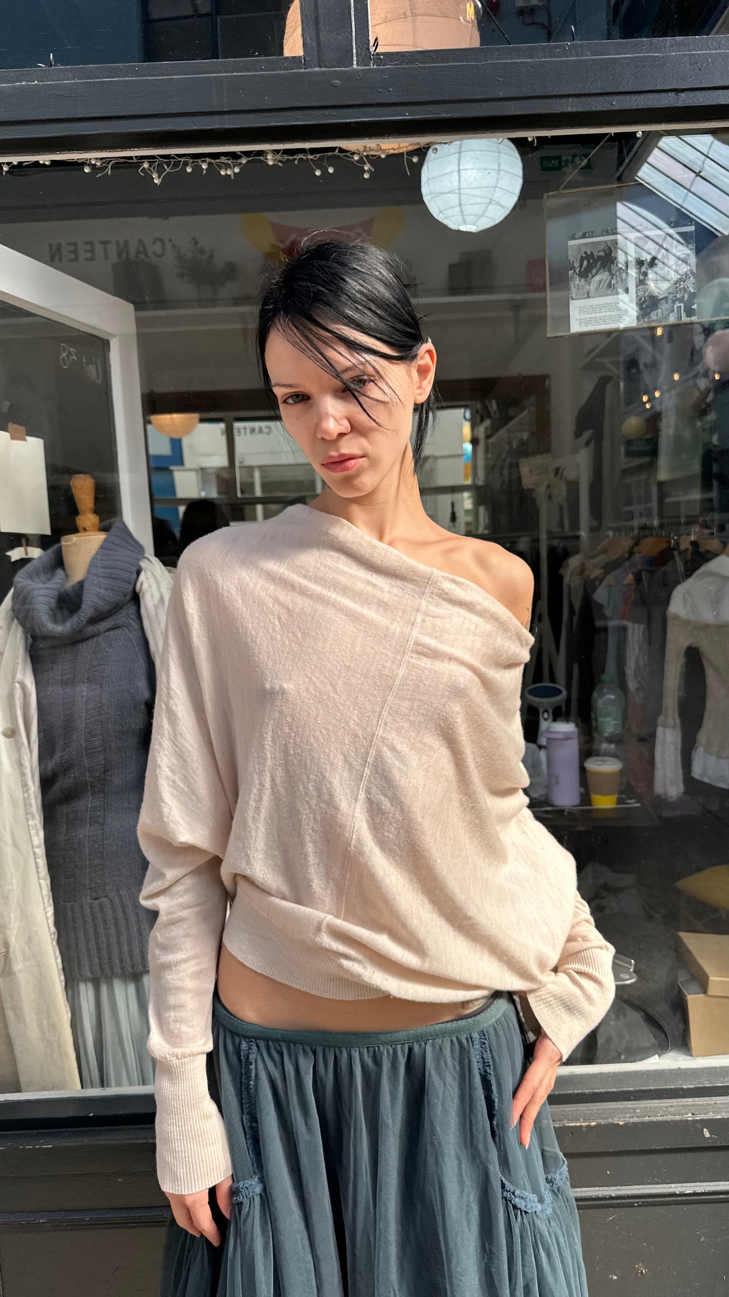 All Saints cream merino wool slouchy knit