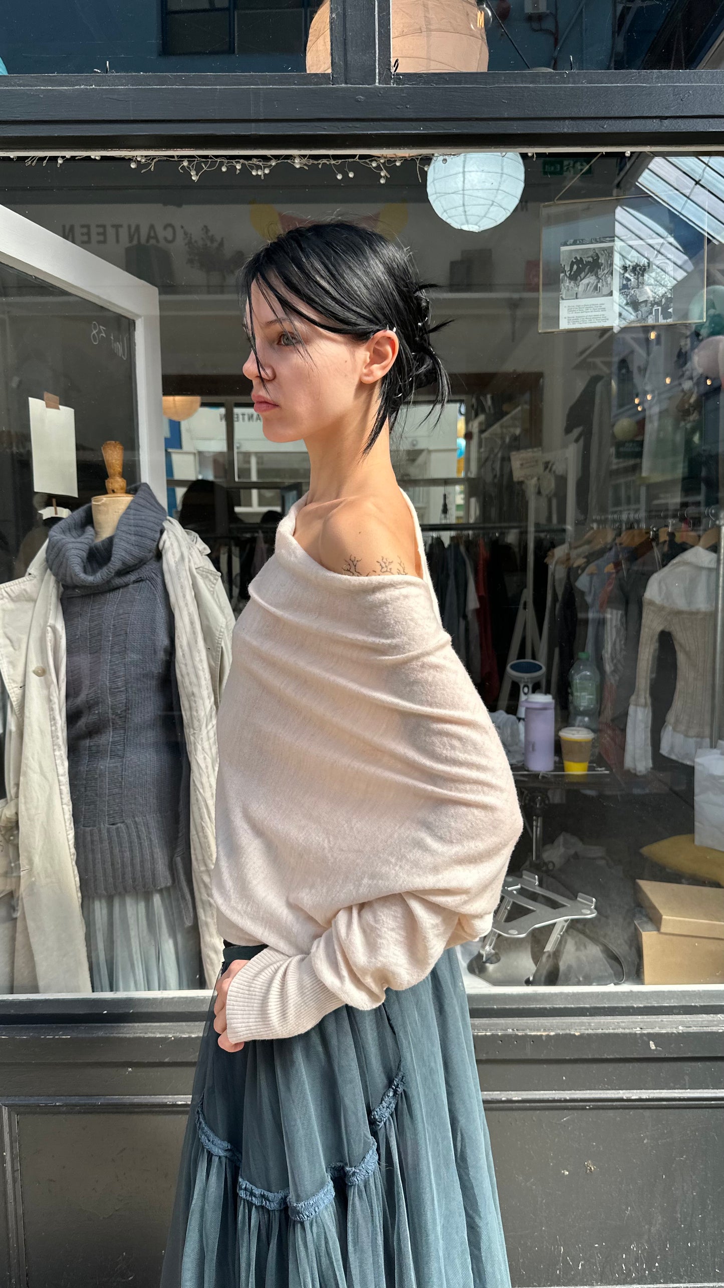 All Saints cream merino wool slouchy knit