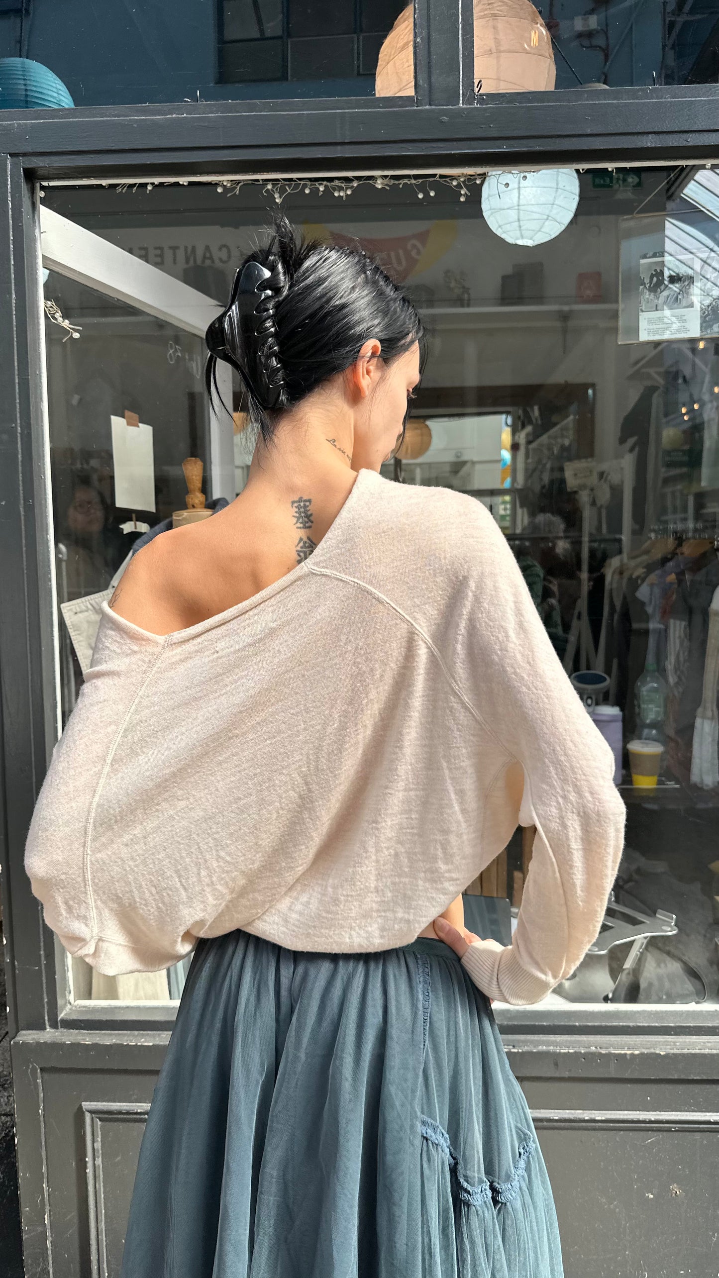 All Saints cream merino wool slouchy knit