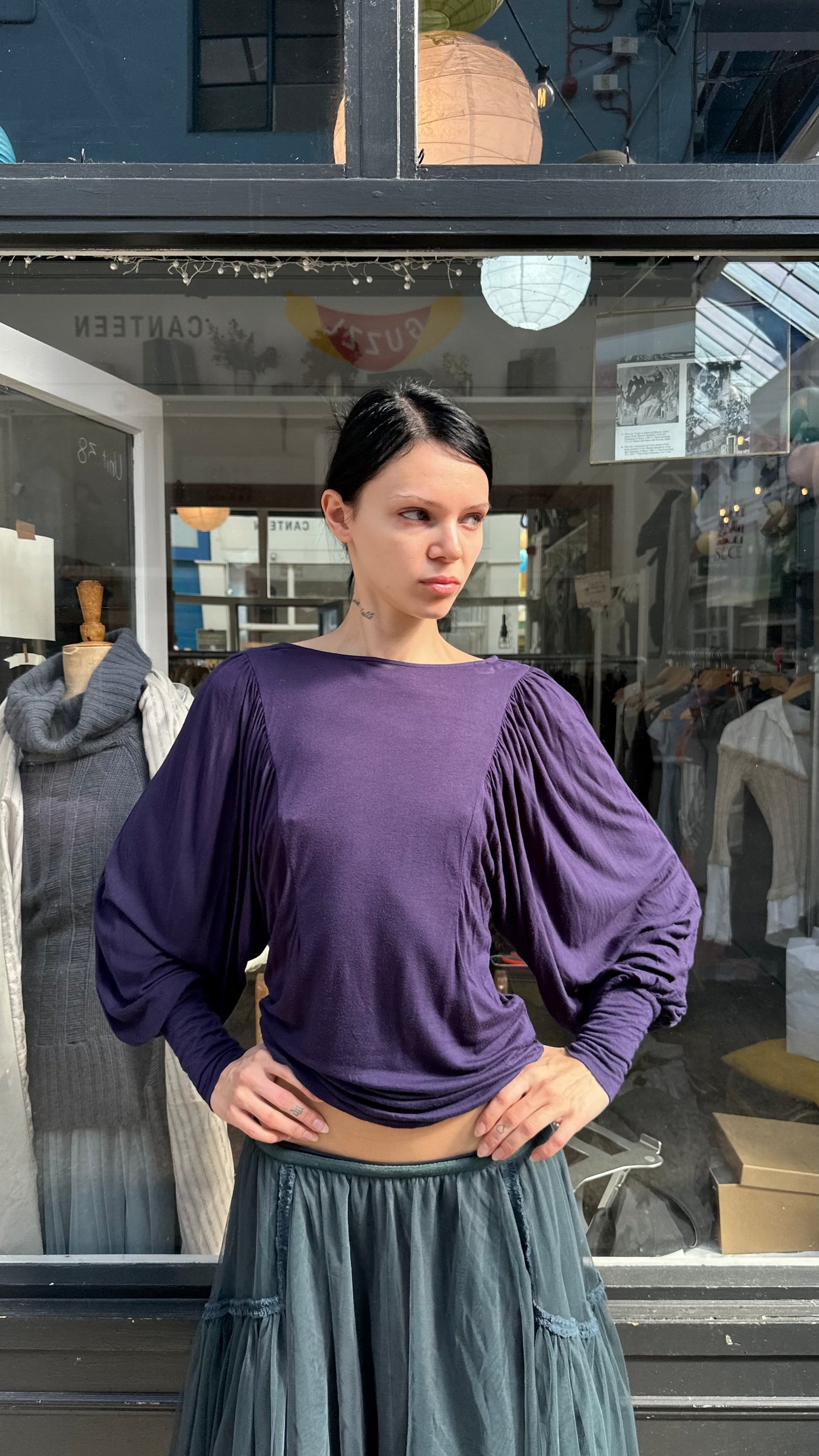 Purple batwing top