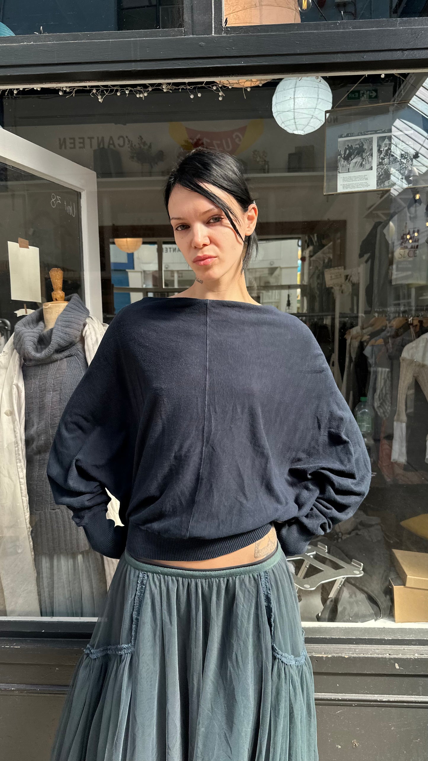 All saints navy slouchy  popper back jumper