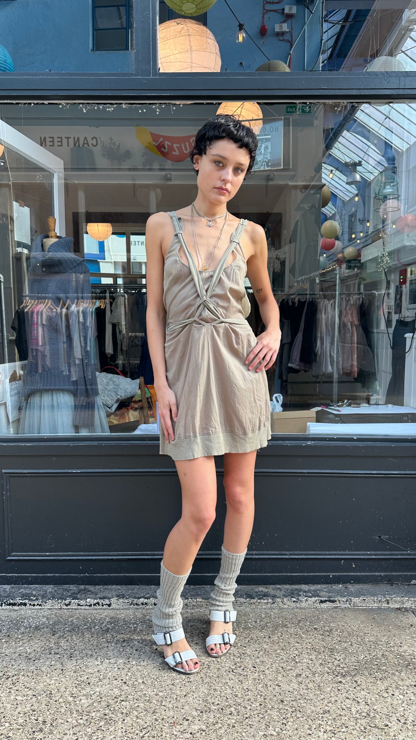 Silk lace up dress