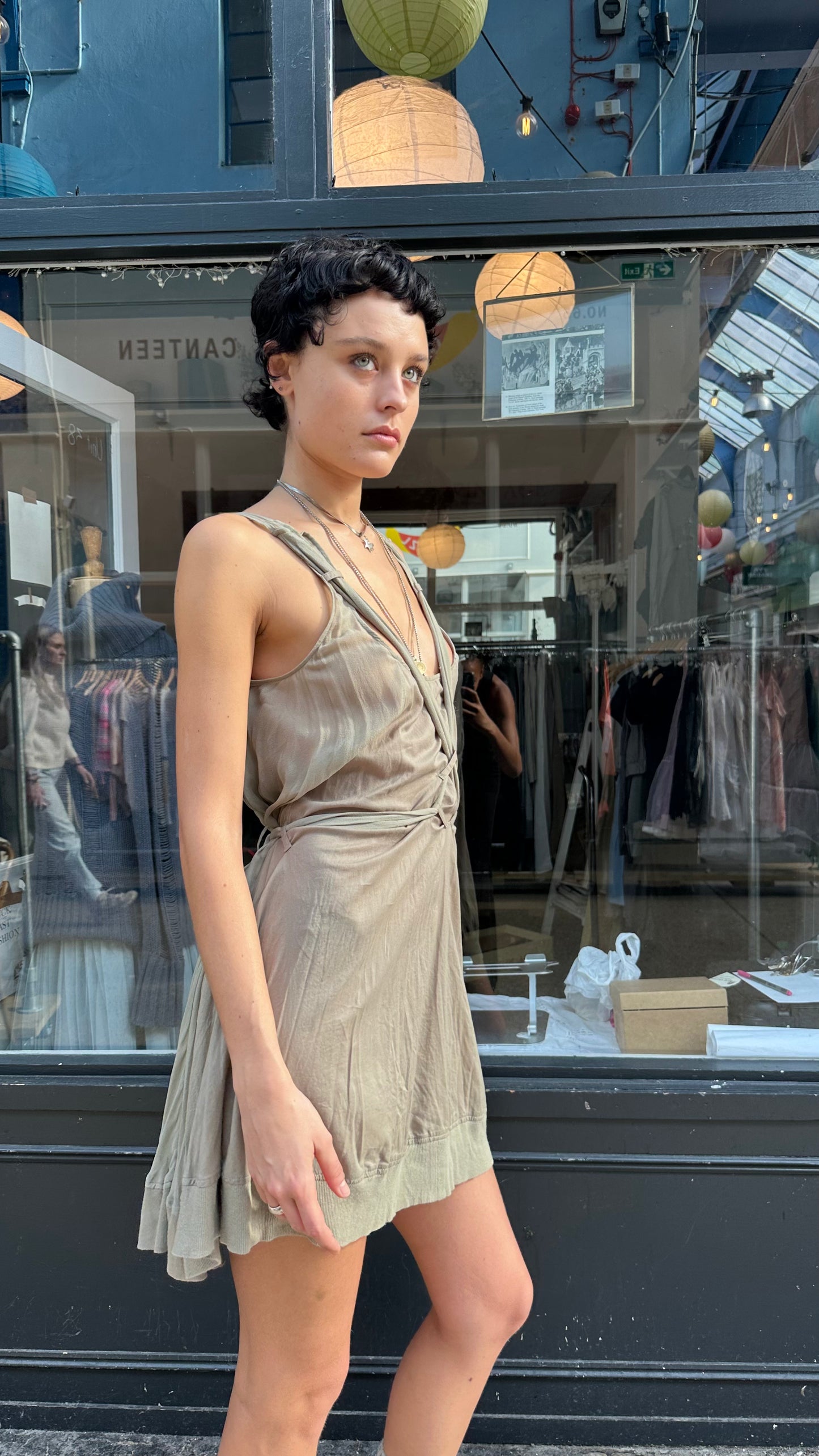 Silk lace up dress