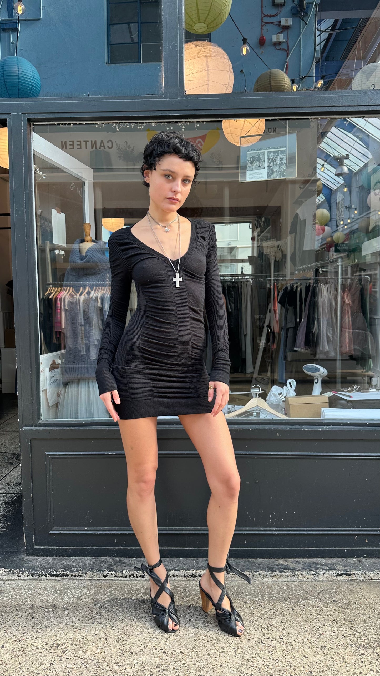 ALL SAINTS ruched long sleeve dress