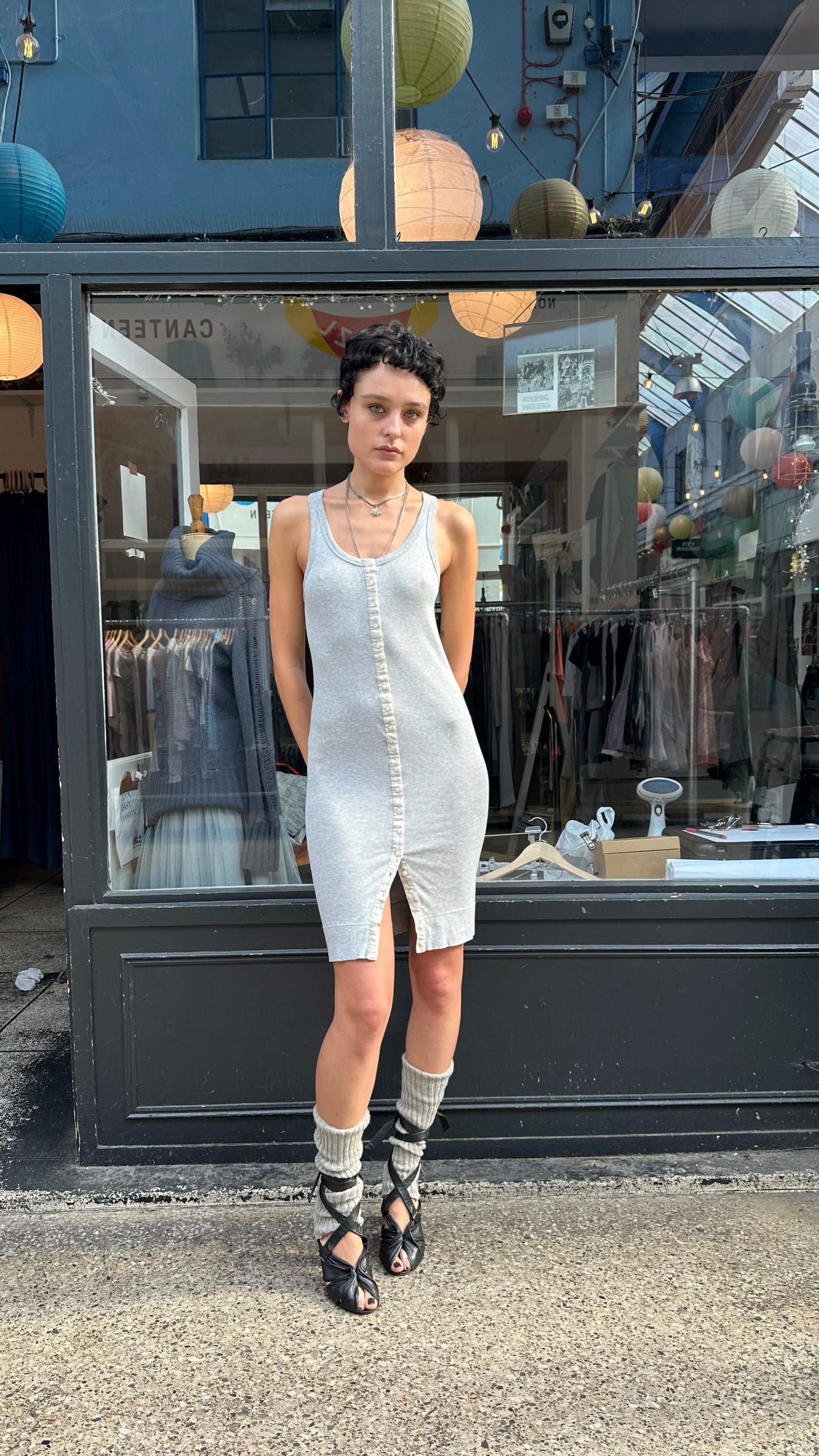 Grey dress with buttons