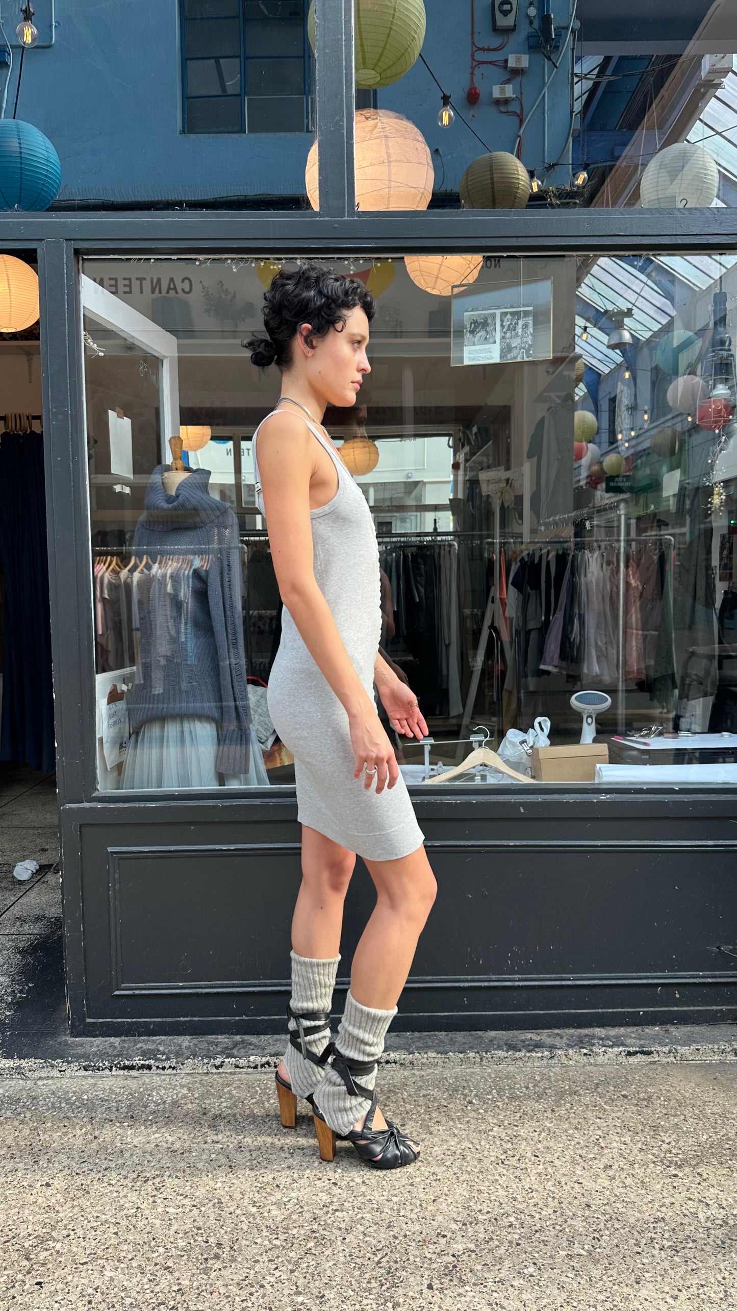 Grey dress with buttons