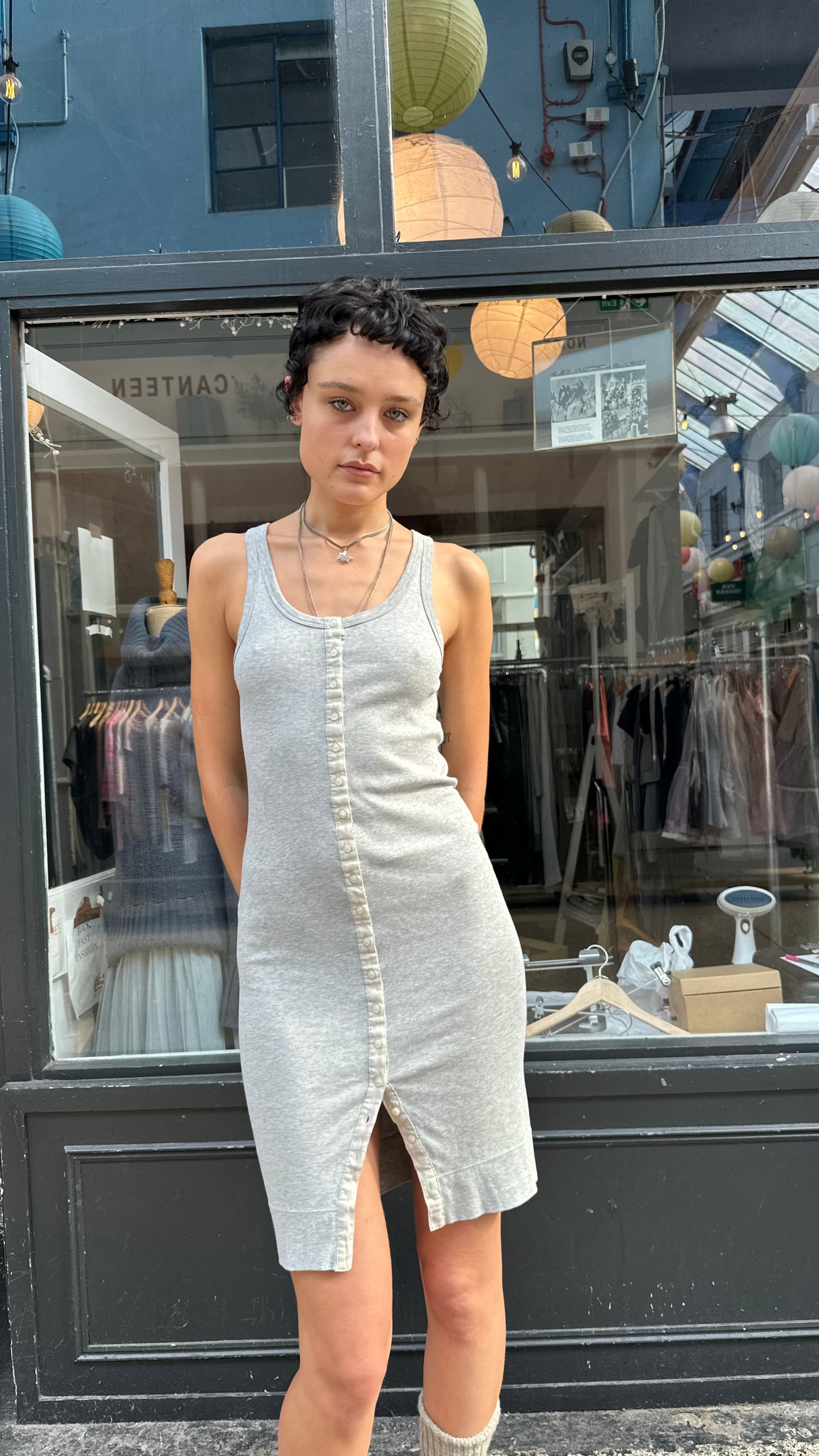 Grey dress with buttons