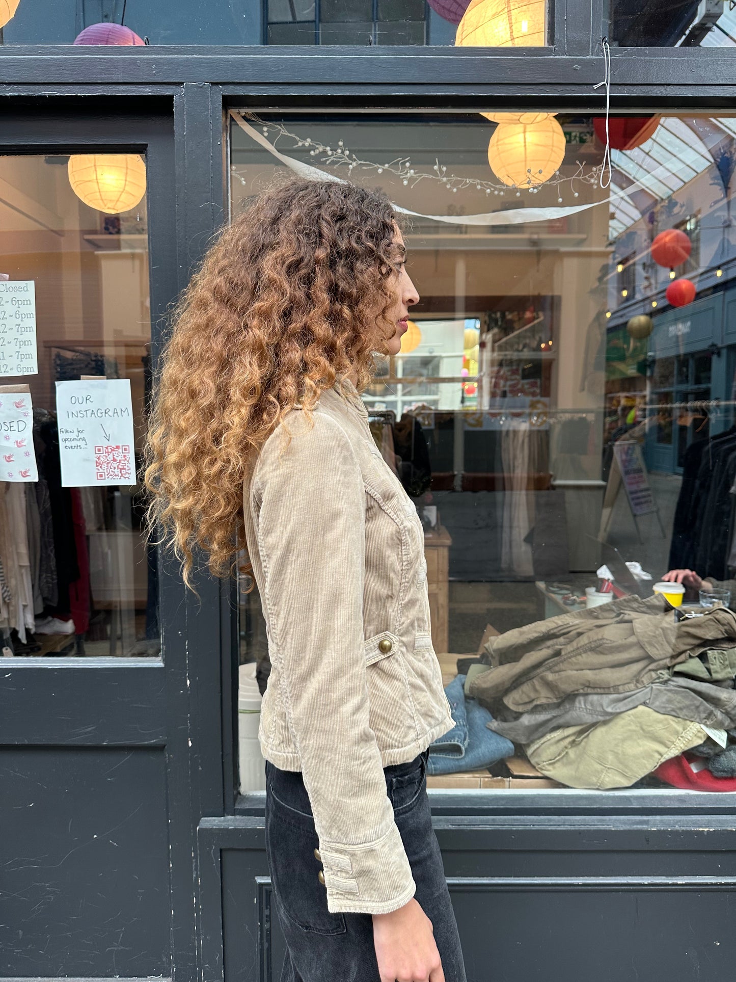 Corduroy military style jacket