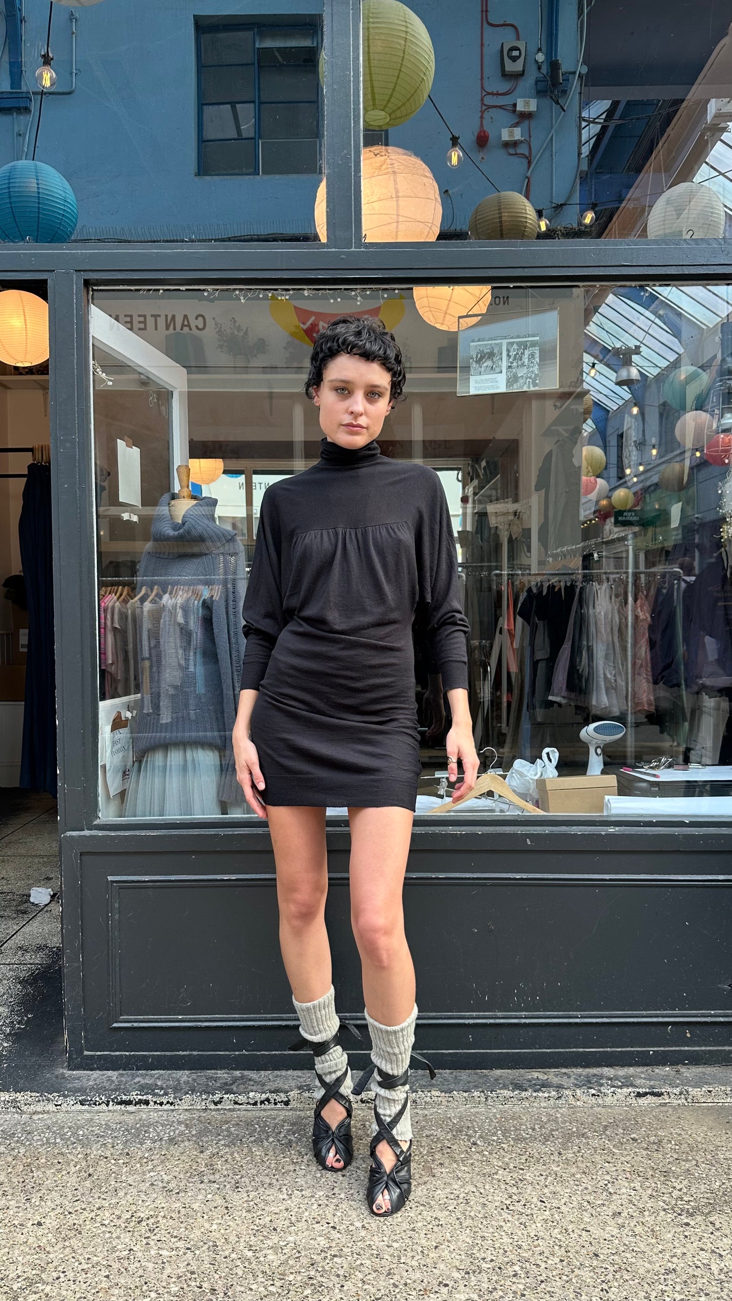 High neck knit dress